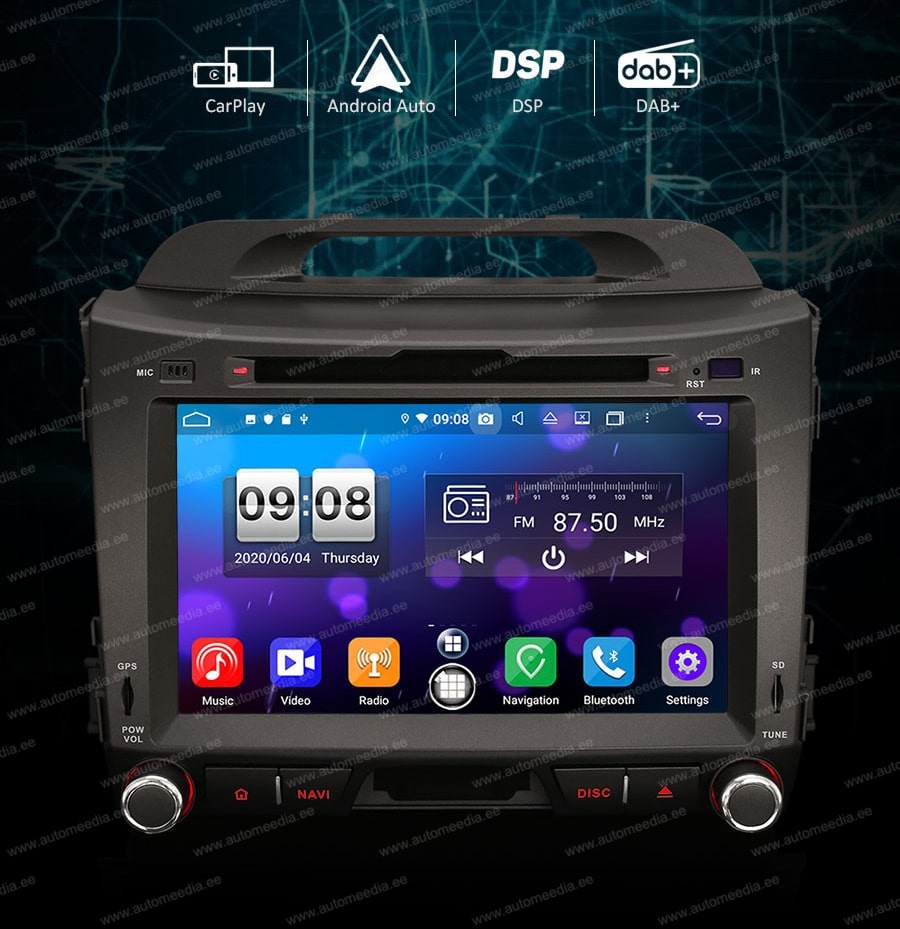 Kia Sportage (2010-2015)  Automedia ES8733S merkkikohtainen Android GPS multimedia näyttösoitin