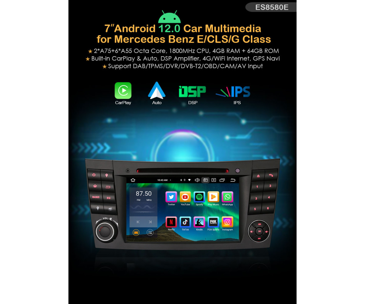 Automedia ES8580E Mudelikohane android multimeediakeskus gps naviraadio