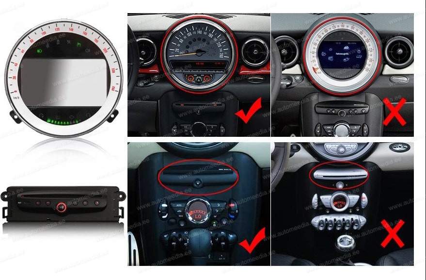 Mini Cooper (2006-2013)  Automedia ES8711M Automedia ES8711M совместимость мультимедийного радио в зависимости от модели автомобиля