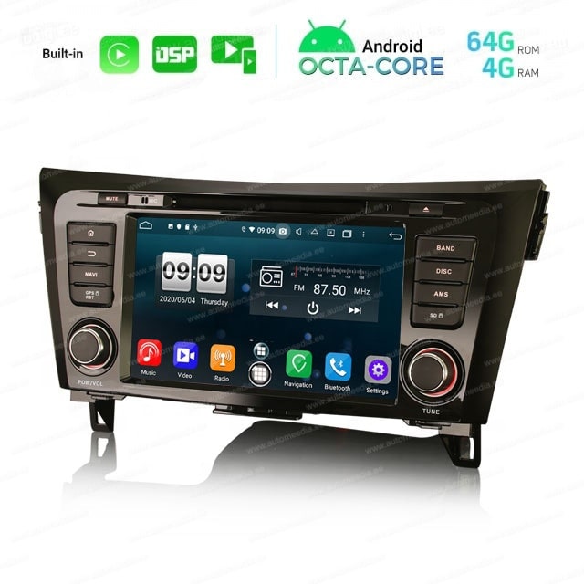 Nissan Qashqai (2016-2019) Mudelipõhine Android 10 auto GPS multimeediakeskus | 8" tollise ekraaniga | 4Gb RAM | 64 Gb ROM | DVD mängijaga naviraadio | Apple CarPlay USB kaabliga