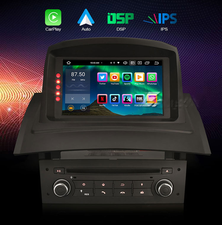 Automedia ES8572M  Auto multivides GPS atskaņotājs ar pielāgotu dizainu