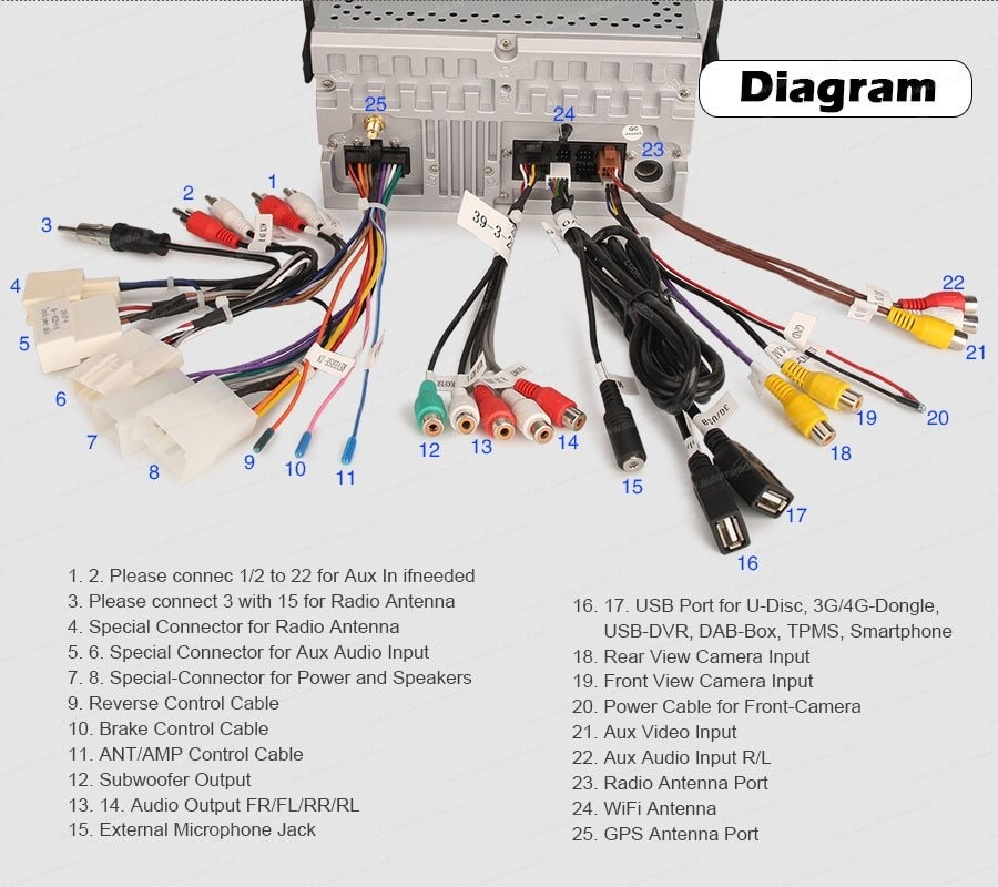 Toyota Auris (2007-2012)  Automedia ES8704A Automedia ES8704A Wiring Diagram and size