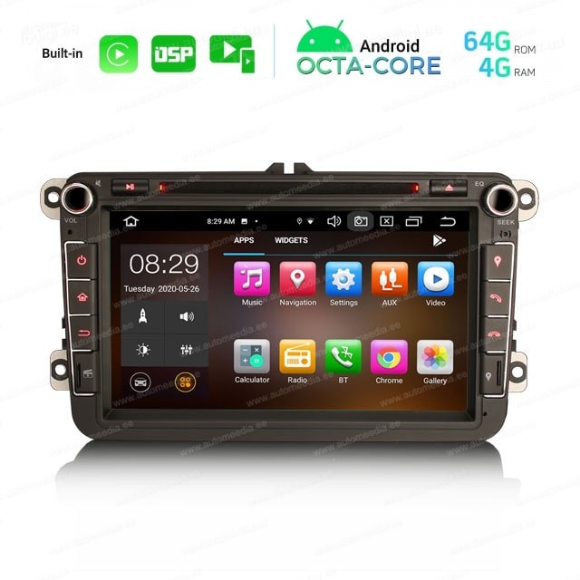 VW Passat B6 | B7 | Multivan | Transporter T5 | T6 | Amarok | Tiguan | Touran | Sharan Universal Car Multimedia Player Android 10 with GPS Navigation | 8" inch | 4Gb RAM | 64 Gb ROM | DVD Player | wired CarPlay built-in