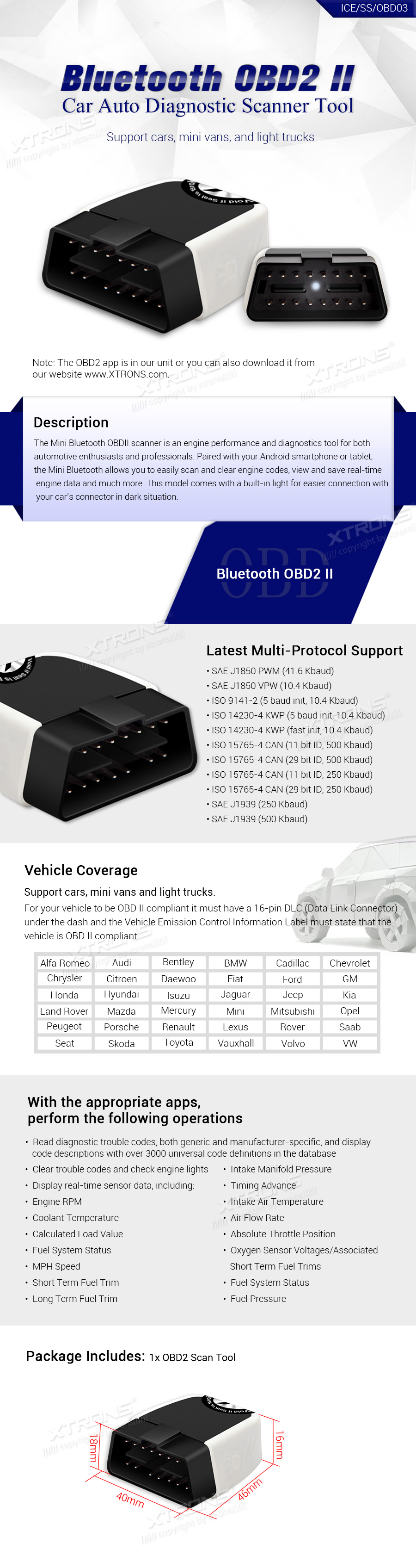 ELM327 auto OBDII bluetooth diagnostikaadapter android seadmetele