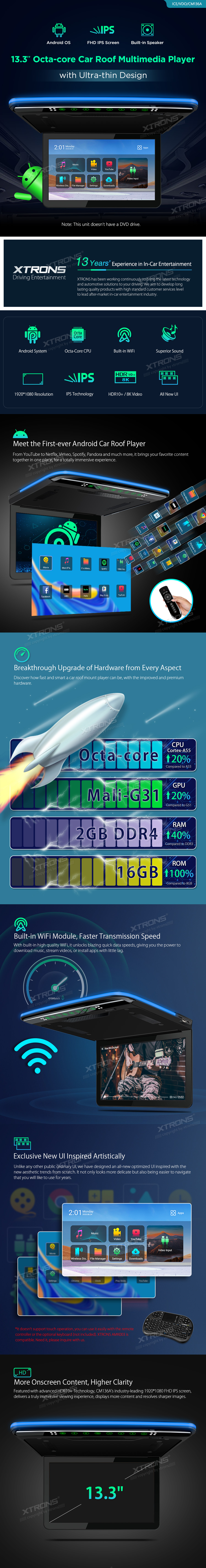 13.3 tolline Android 9.0 laeekraan Xtrons CM136A