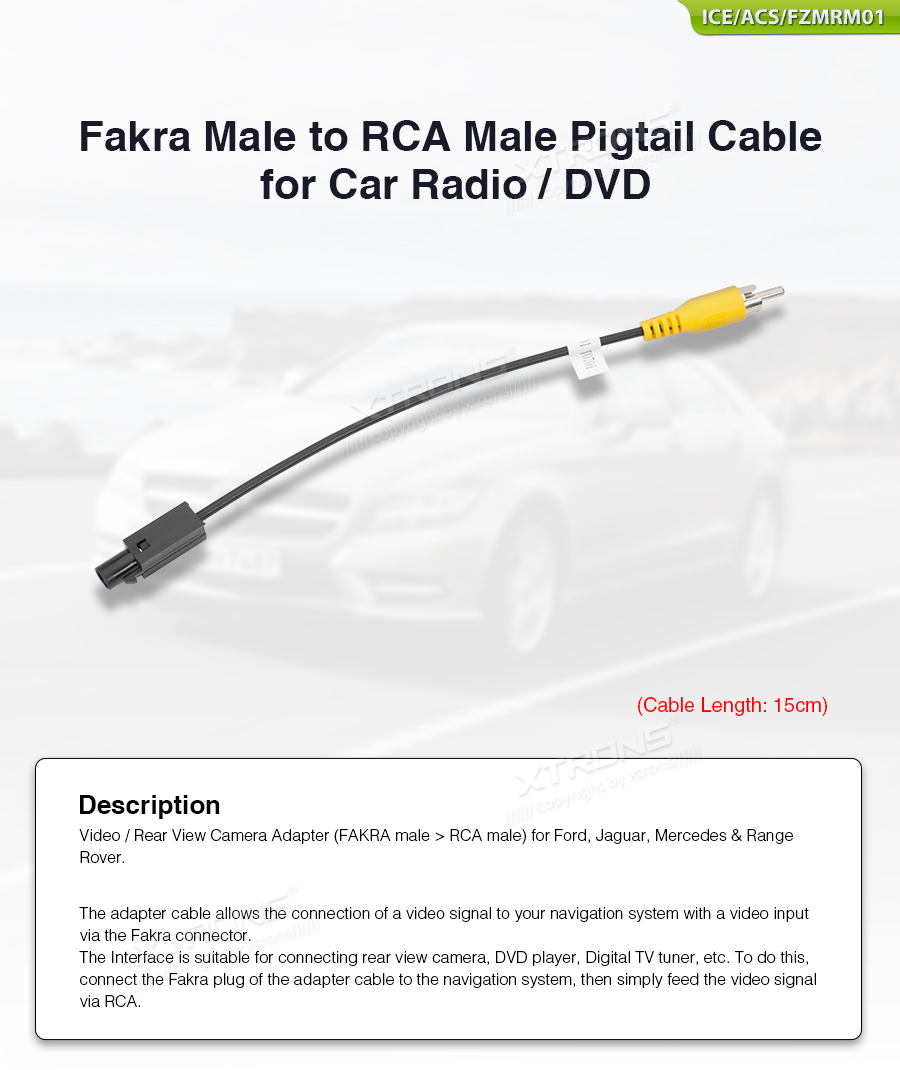 Ford/Mercedes/RangeRover tagurduskaamera adapter Fakra-RCA Xtrons FZMRM01