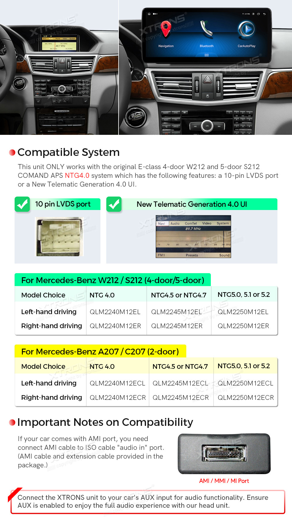 Automedia Mercedes-Benz  mallikohtaisen multimediaradion soveltuvuus autoon