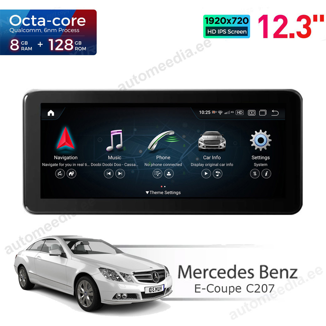 8+128Gb | 12.3" | Mercedes-Benz E-Class Coupe (2016-2017) | C207 | NTG5.0 Android 13 auto GPS radio ja multimedia näyttösoitin
