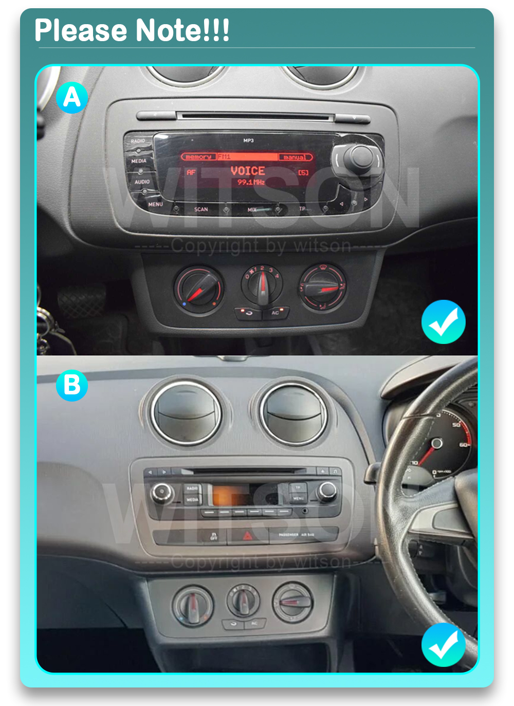 Seat Ibiza (2009-2017)  Automedia F9299 raadio sobivus autole