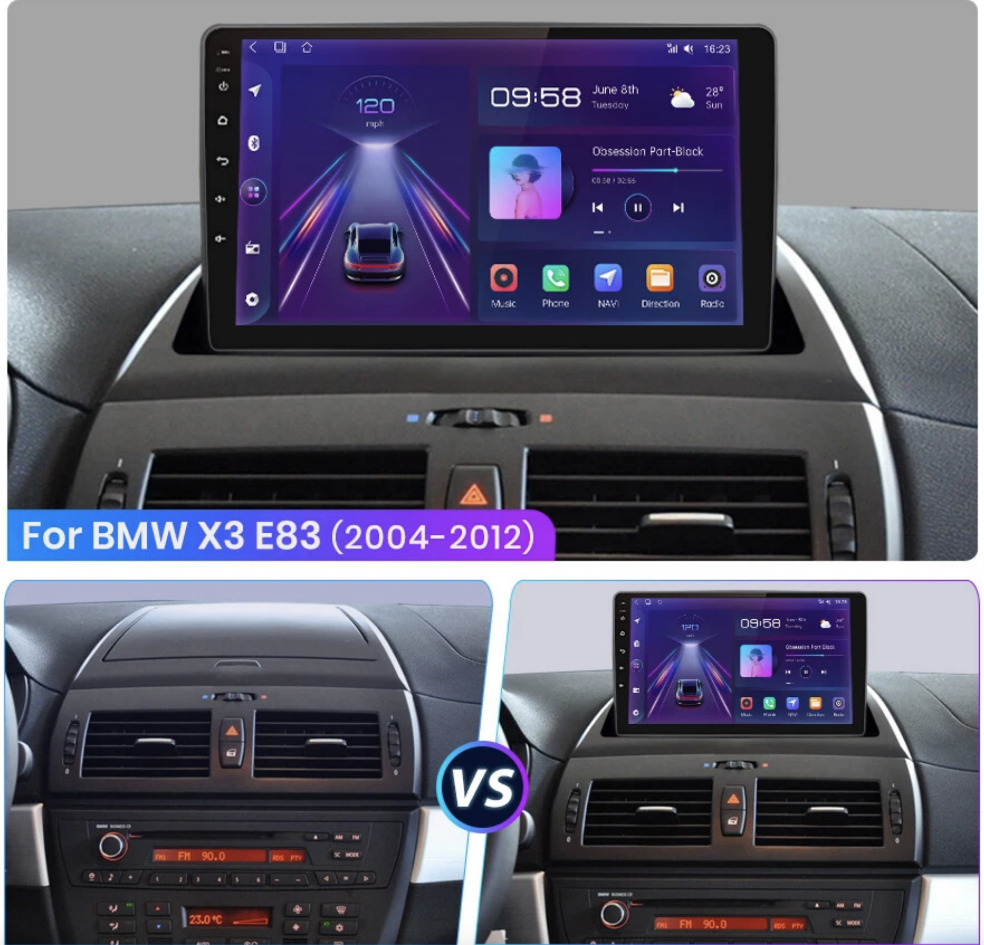 Automedia F9804 Mudelikohane android multimeediakeskus gps naviraadio