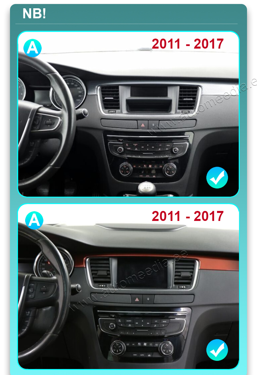 Peugeot 508 (2011 - 2018)  Automedia 9432 raadio sobivus autole