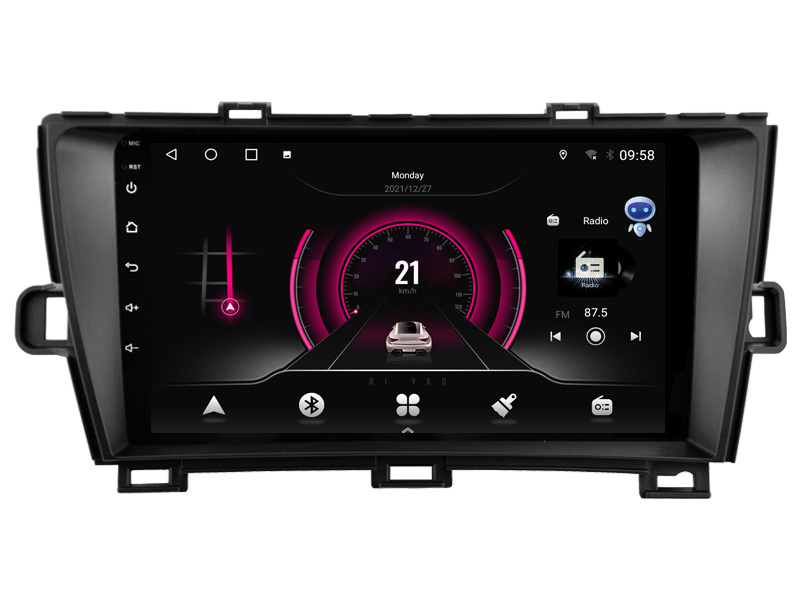 Toyota Prius XW30 2009 - 2015 BLACK frame (With no OEM screen)Android 12 auto GPS raadio un multimēdiju centrs | 9" collu ekrāns | WTS-9144BLA