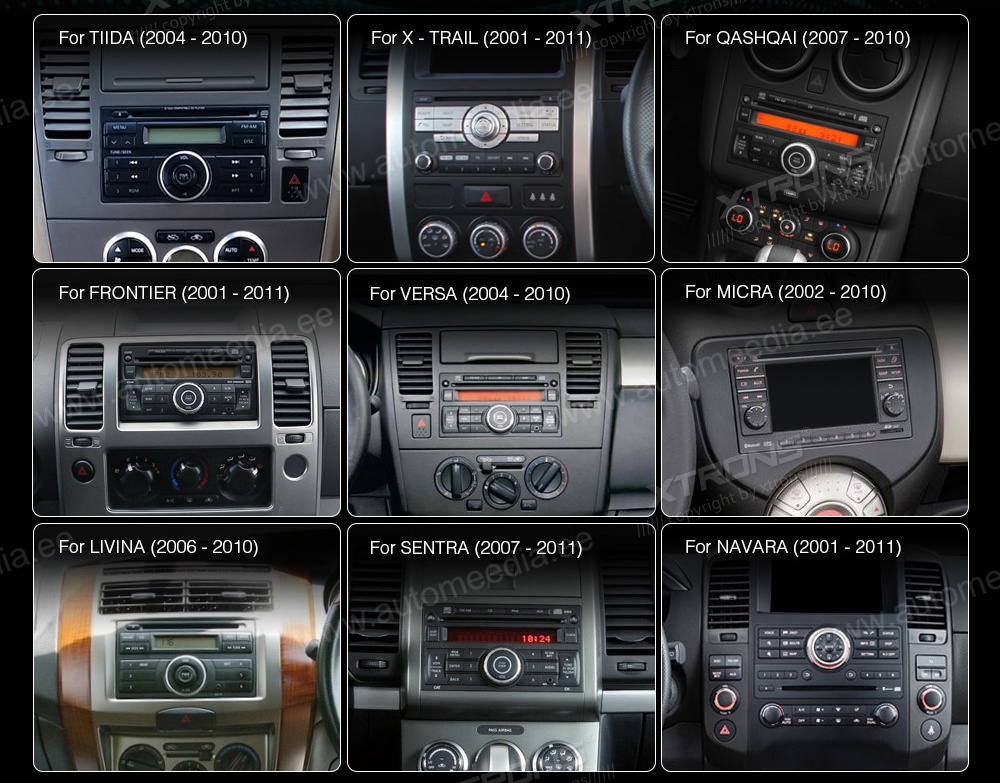 Nissan Qashqai | Juke | Navara | Patrol | 2007-2011  Automedia RVT5349 Automedia RVT5349 raadio sobivus autole