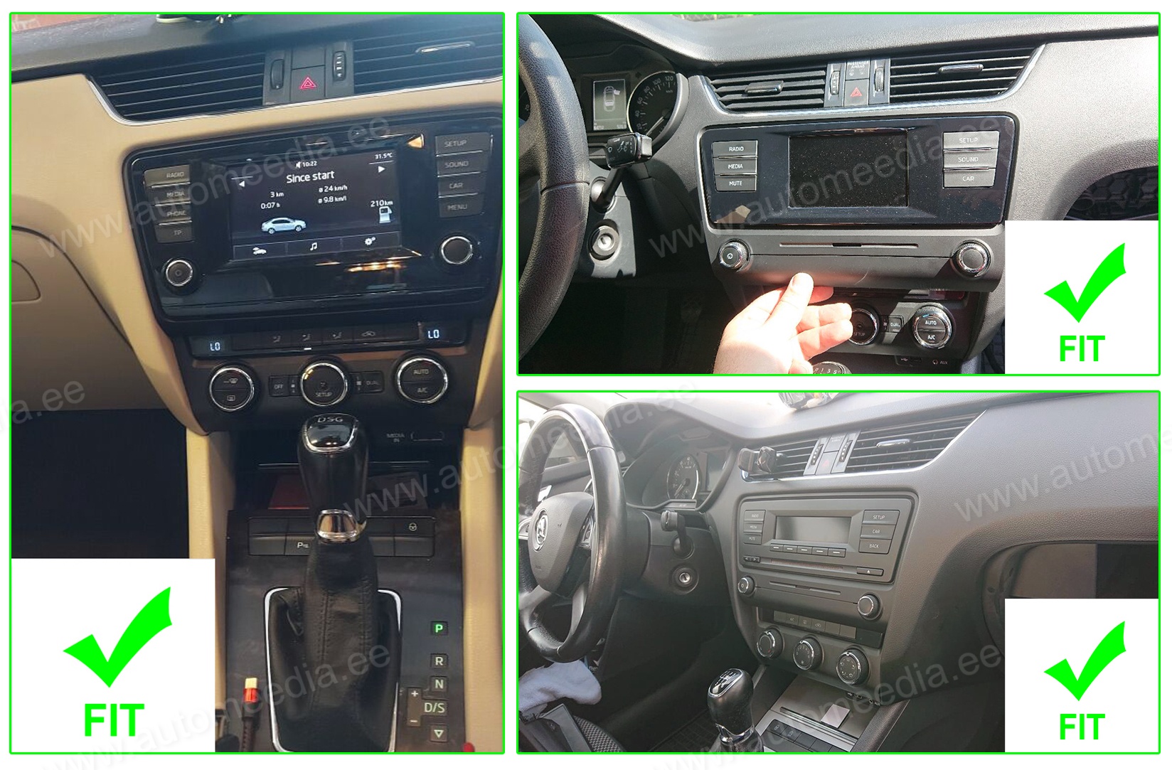 Skoda Octavia (2014-2016)  Automedia RVT5520 Automedia RVT5520 raadio sobivus autole