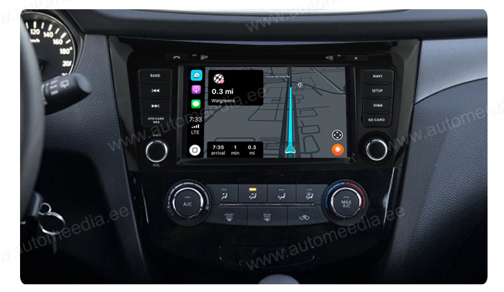 NISSAN X-TRAIL/QASHQAI (2014-2018) (Support car without screen or 4.3 small screen)  Automedia RVT5537A merkkikohtainen Android GPS multimedia näyttösoitin