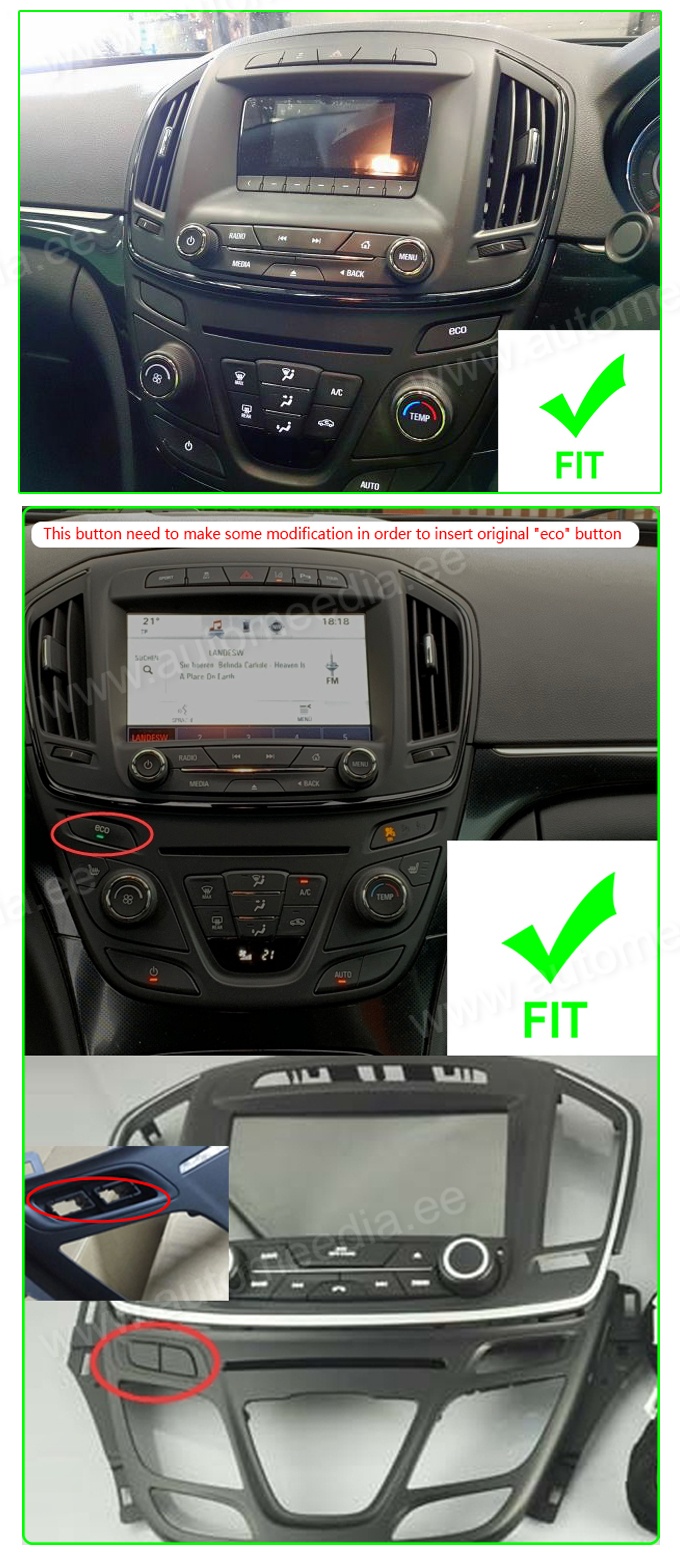Opel Insignia (2013-2016)  Automedia RVT5548 Automedia RVT5548 совместимость мультимедийного радио в зависимости от модели автомобиля