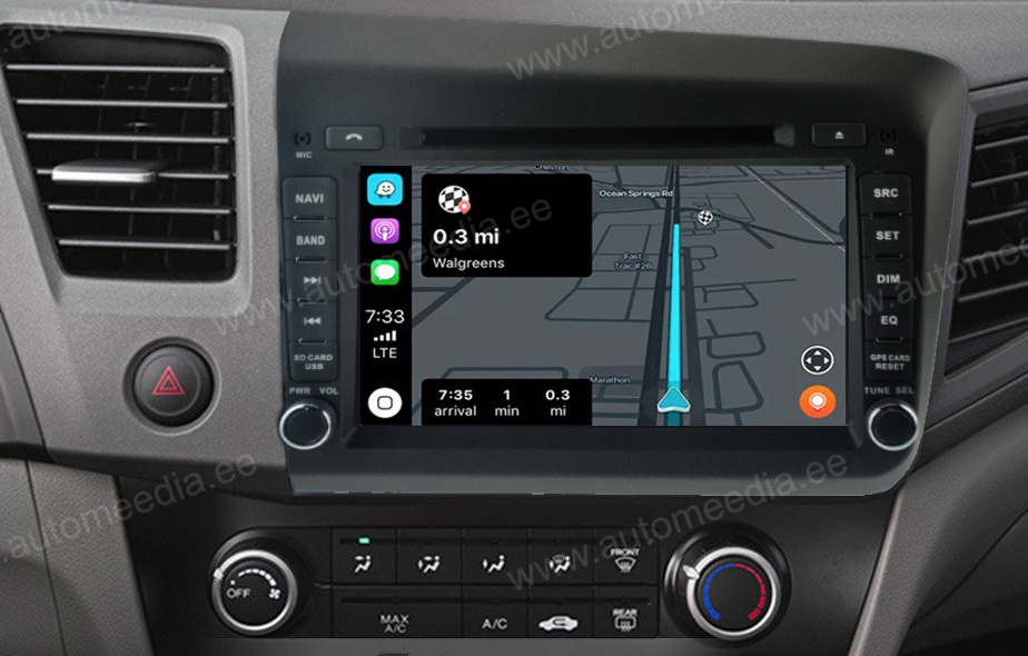 HONDA CIVIC Sedan (2012-2016)  Automedia RVT5728 merkkikohtainen Android GPS multimedia näyttösoitin