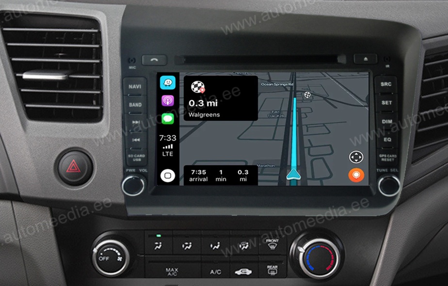 HONDA CIVIC Sedan (2012-2016) Automedia RVT5728 Mudelikohane android multimeediakeskus gps naviraadio