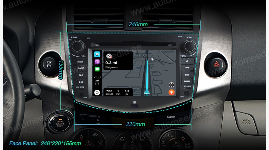 Toyota RAV4 (2009-2012)  Automedia RVT5790 merkkikohtainen Android GPS multimedia näyttösoitin