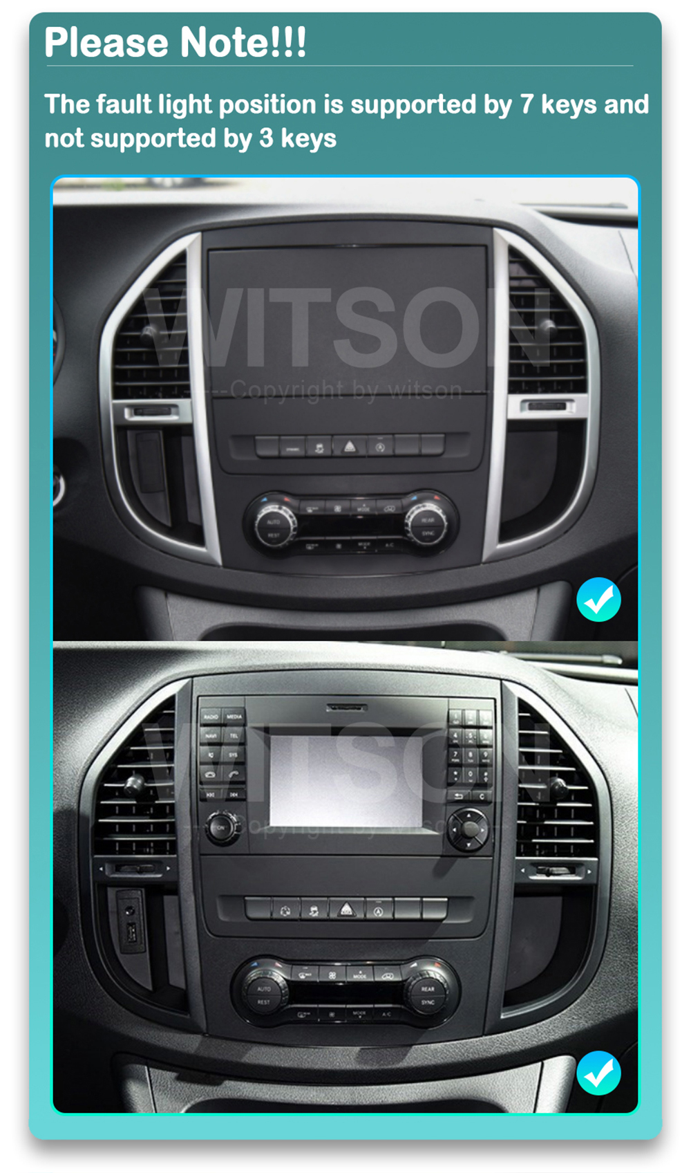 Mercedes Benz Vito 3 W447 2014 - 2020  Automedia WTS-9818 Automedia WTS-9818 raadio sobivus autole