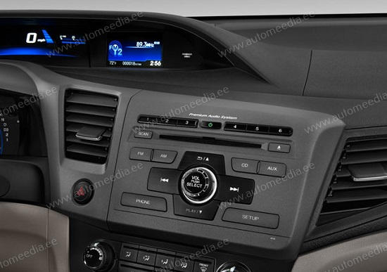 Honda Civic 2012 2013 2014 2015  Automedia WTS-9305 Automedia WTS-9305 mallikohtaisen multimediaradion soveltuvuus autoon