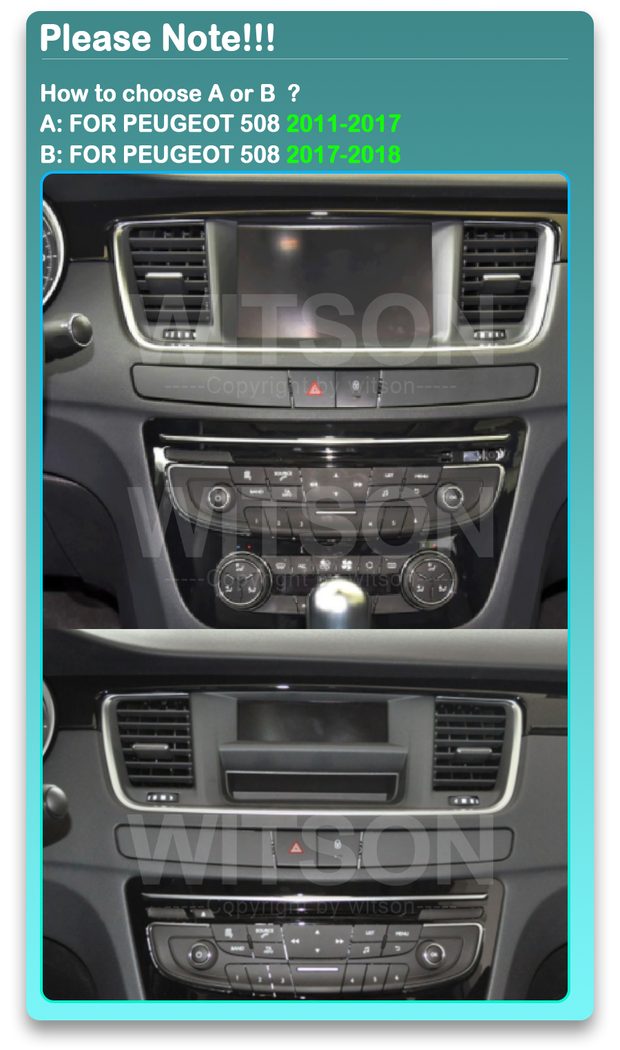 Peugeot 508 (2011 - 2017)  Automedia WTS-9432A Automedia WTS-9432A совместимость мультимедийного радио в зависимости от модели автомобиля