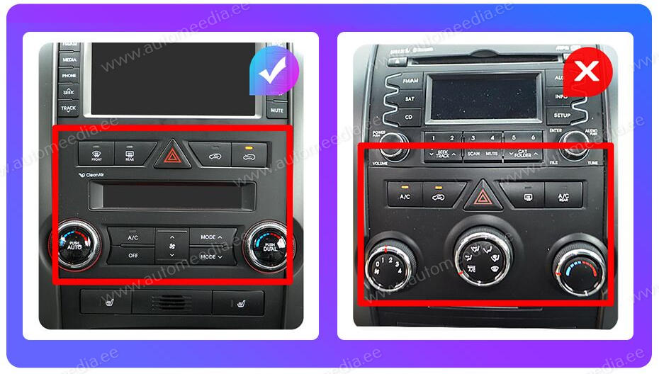 Kia Sorento 2 XM 2009 - 2012  Automedia WTS-9541 Automedia WTS-9541 совместимость мультимедийного радио в зависимости от модели автомобиля