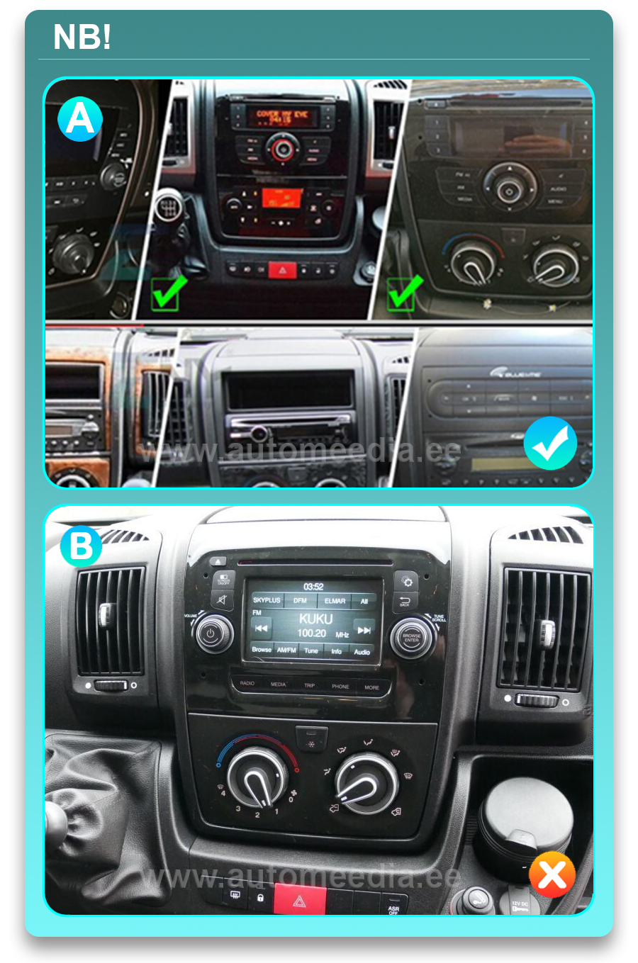 Ducato / Jumper / Boxer (2006-2010)  Automedia WTS-9771 Automedia WTS-9771 custom fit multimedia radio suitability for the car