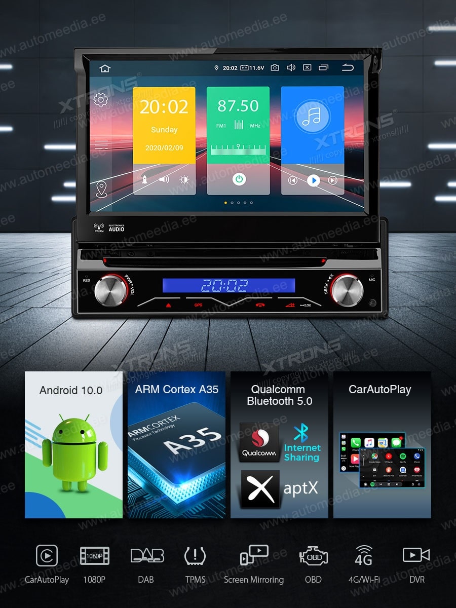 1 DIN XTRONS D710P merkkikohtainen Android GPS multimedia näyttösoitin