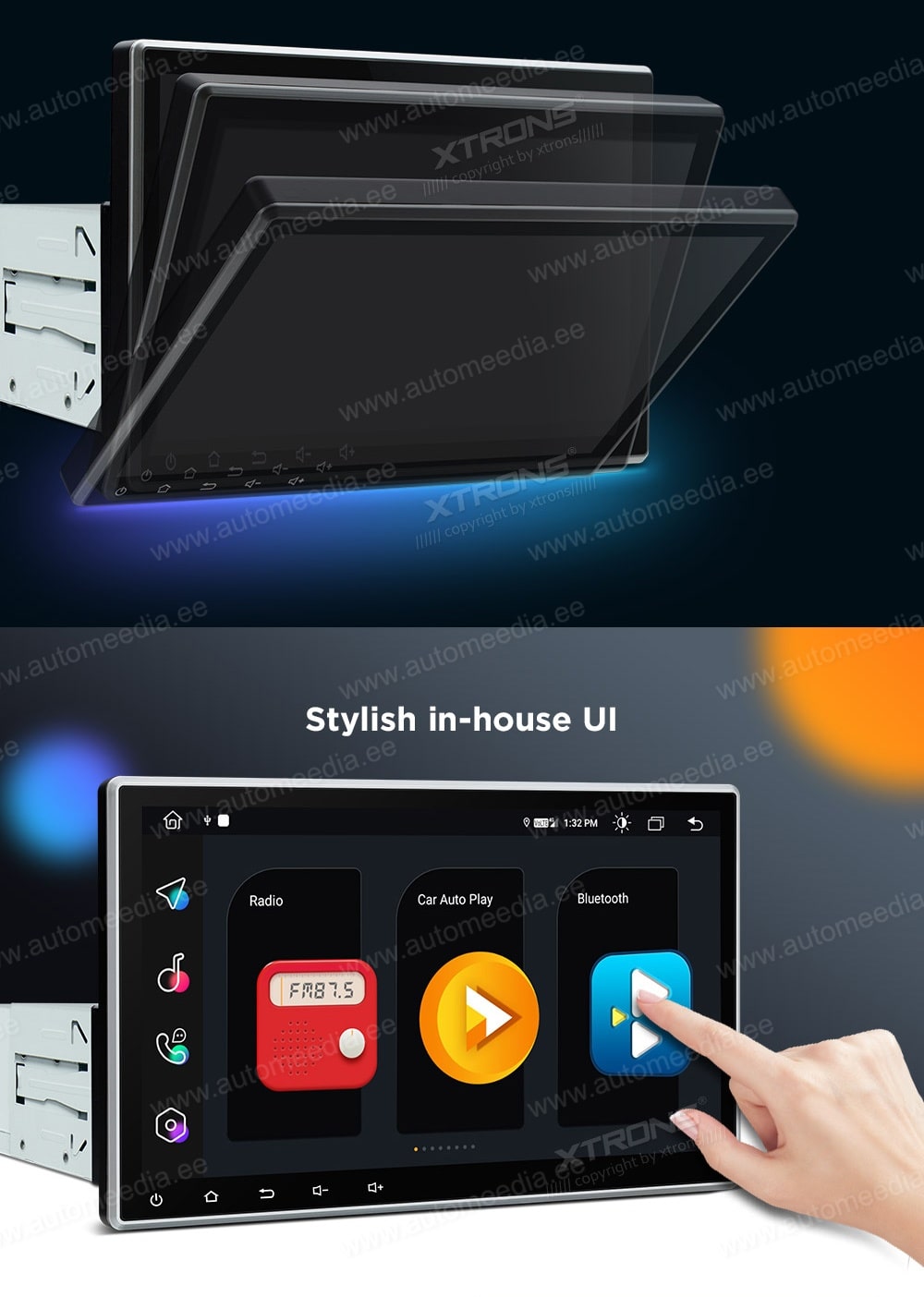1 DIN XTRONS DMA105L Car multimedia GPS player with Custom Fit Design