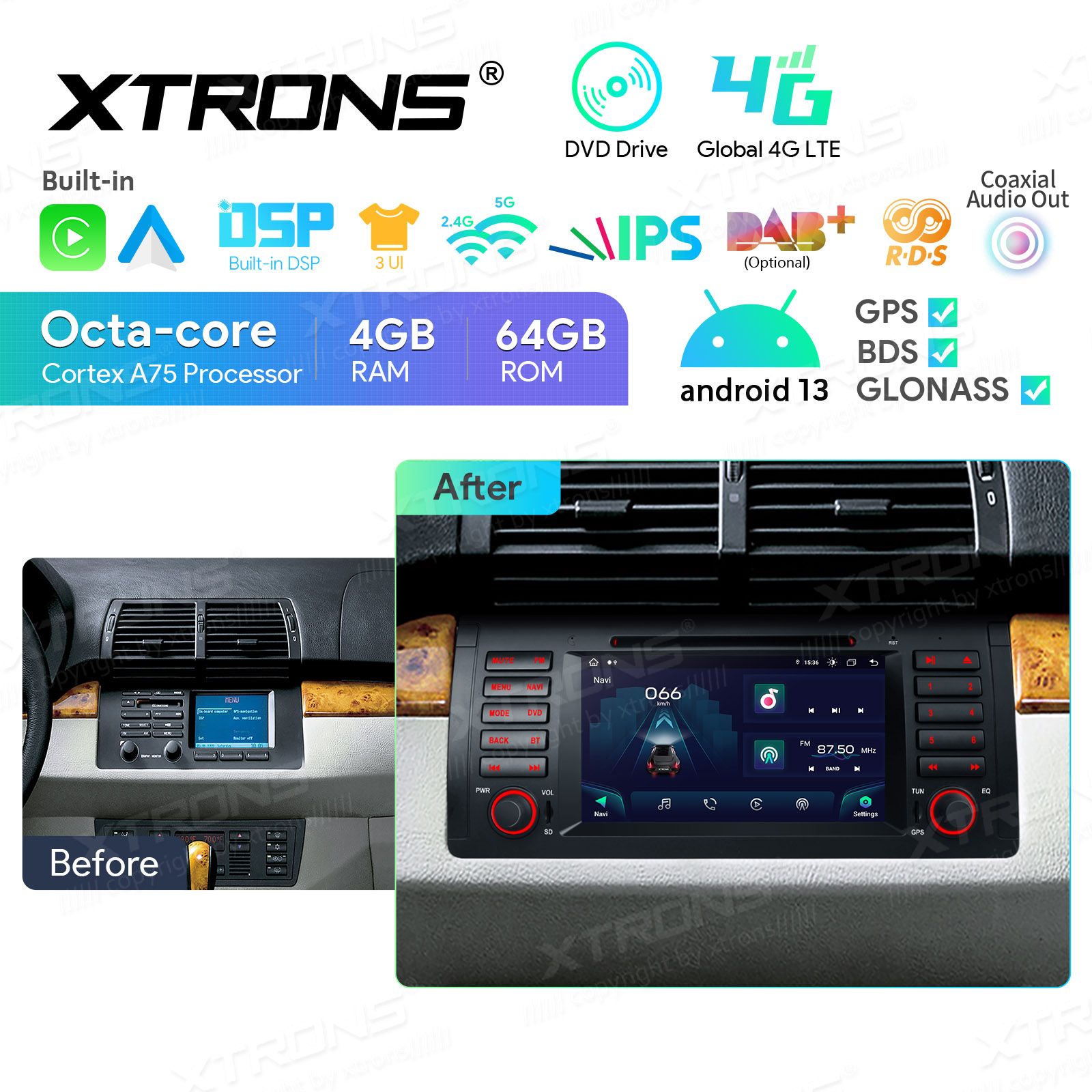 BMW X5 E53 (1999-2006) Android 13  | GPS autoraadio ja multimeedia keskus