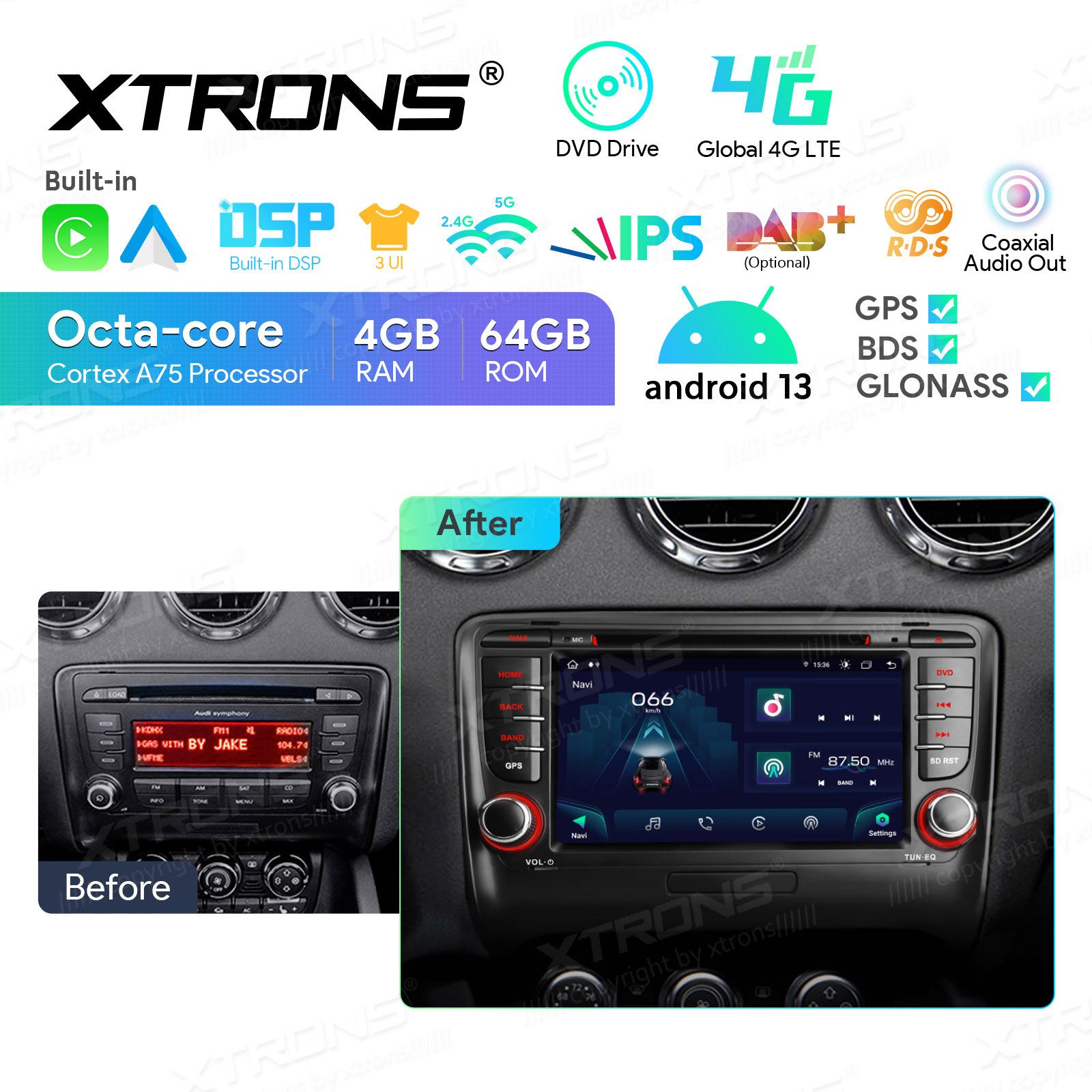 Audi TT (2006-2012) Android 13  | GPS autoraadio ja multimeedia keskus