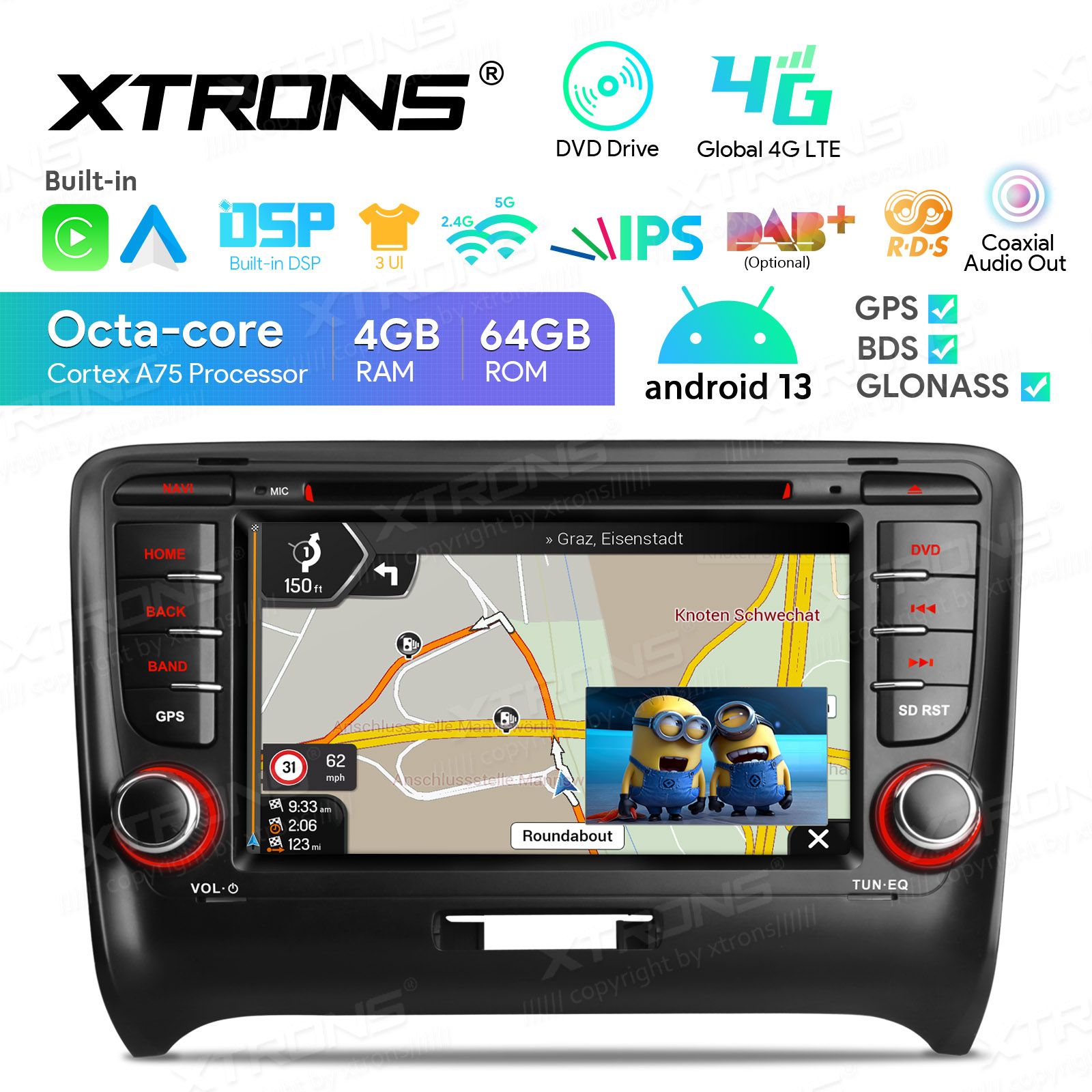 Audi TT (2006-2012) Android 13  | GPS autoraadio ja multimeedia keskus