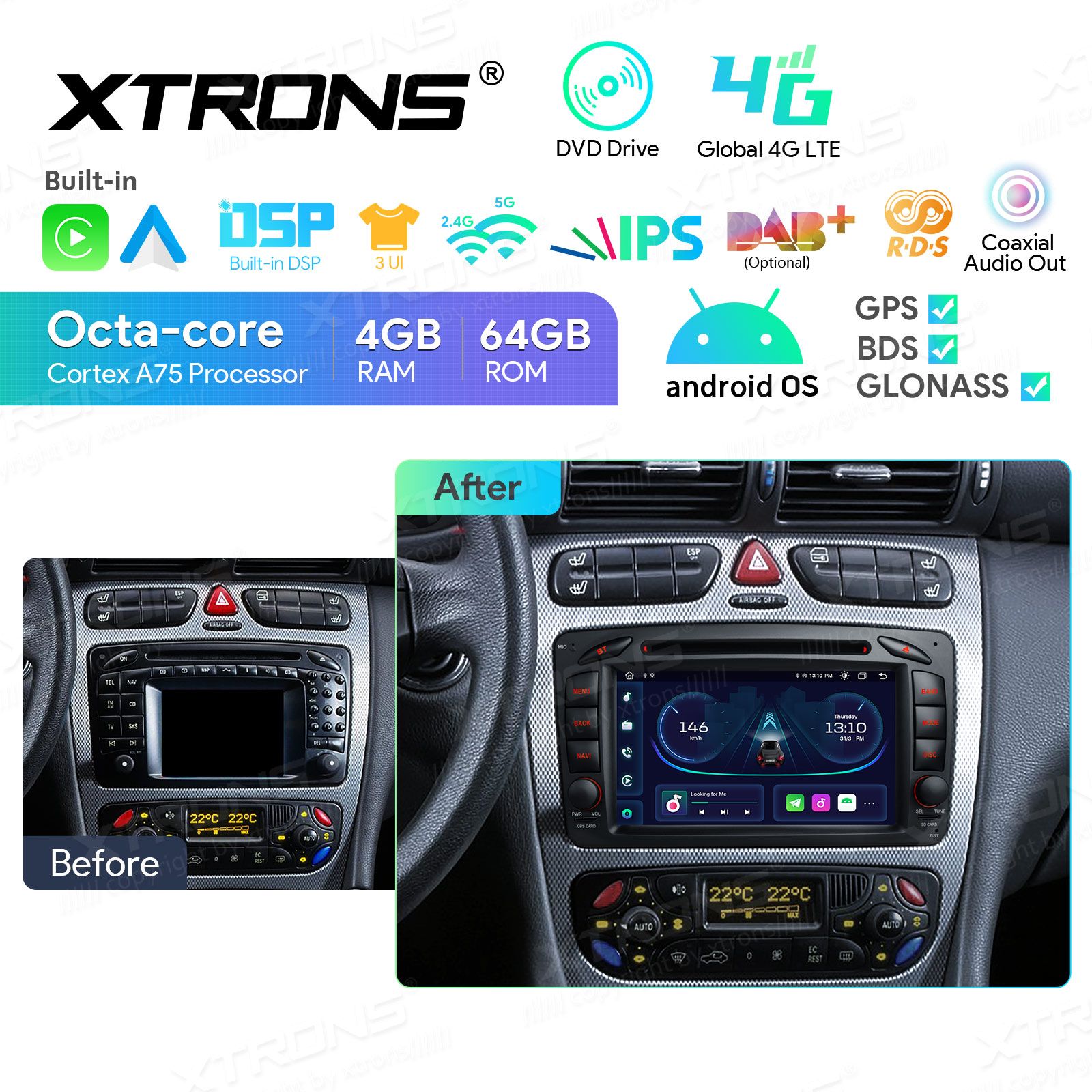 Mercedes-Benz CLK (1998-2004) | C-Class (2000-2004) | G-Class (1998-2006) | Vito & Viano (2003-2006) Android 13  | GPS autoraadio ja multimeedia keskus