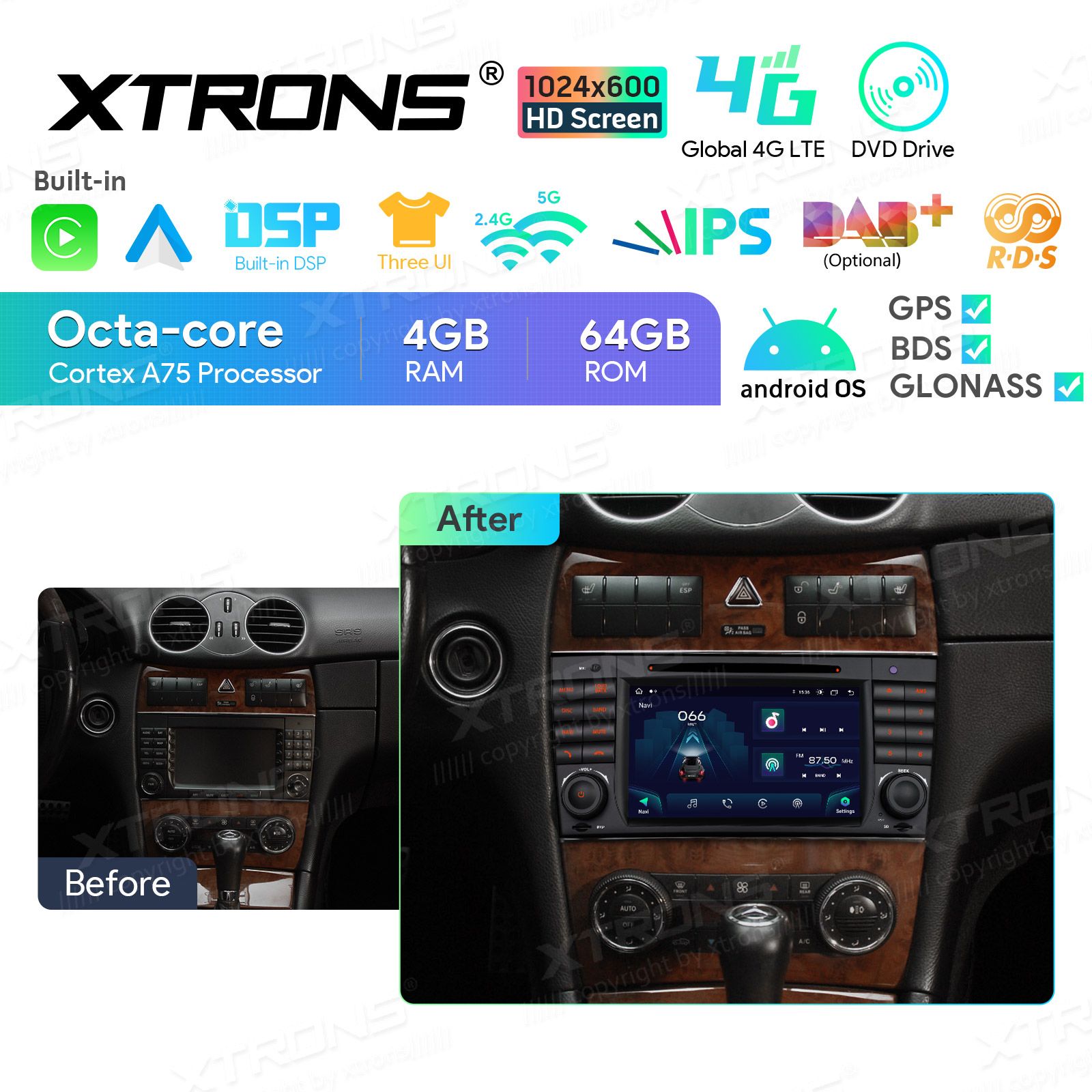Mercedes-Benz CLK (2005-2006) | C-Class (2004-2007) | G-Class (2005-2008) Android 13  | GPS autoraadio ja multimeedia keskus