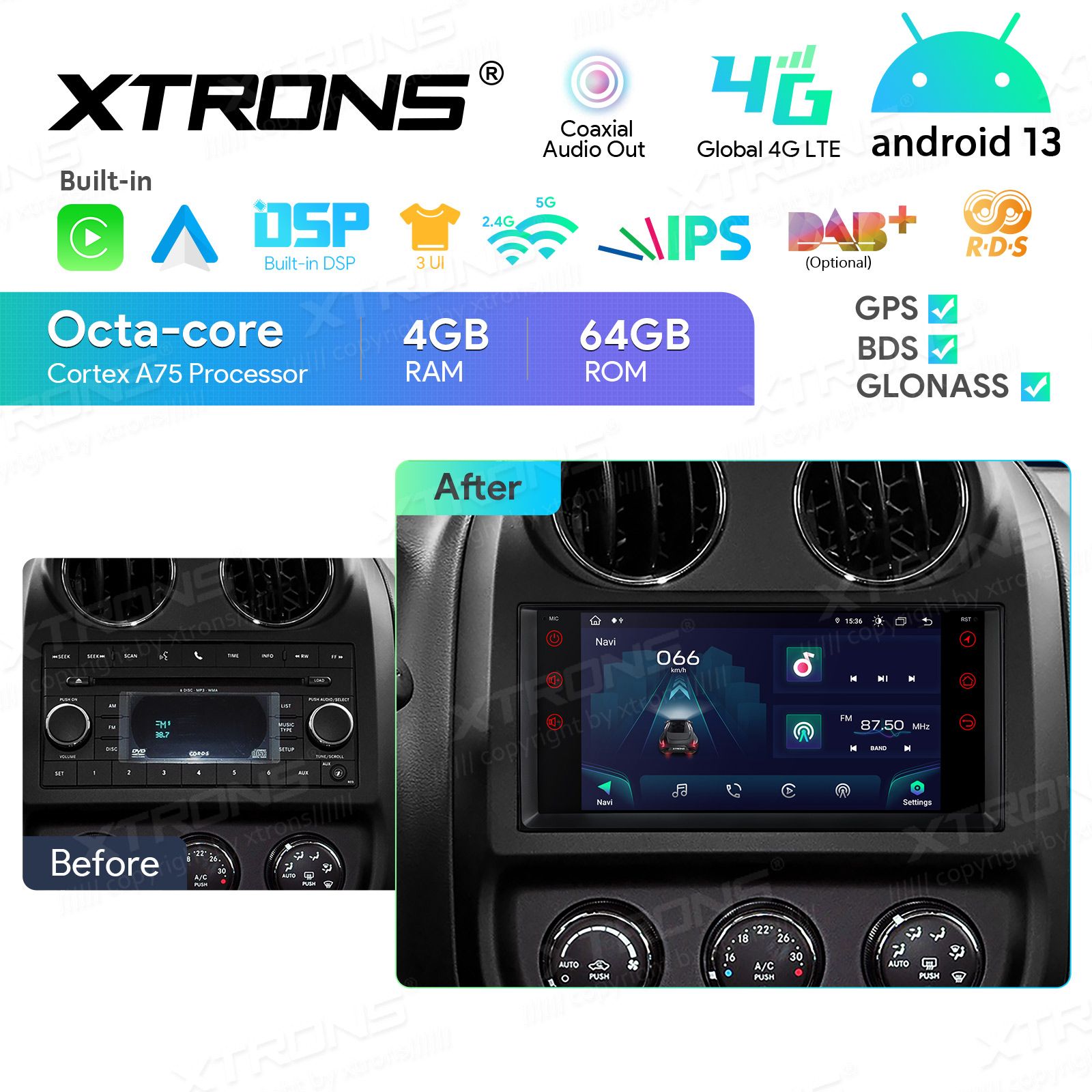Jeep | Dodge | Chrysler | Grand Cherokee | Compass | Patriot | 300C Android 13  | GPS autoraadio ja multimeedia keskus