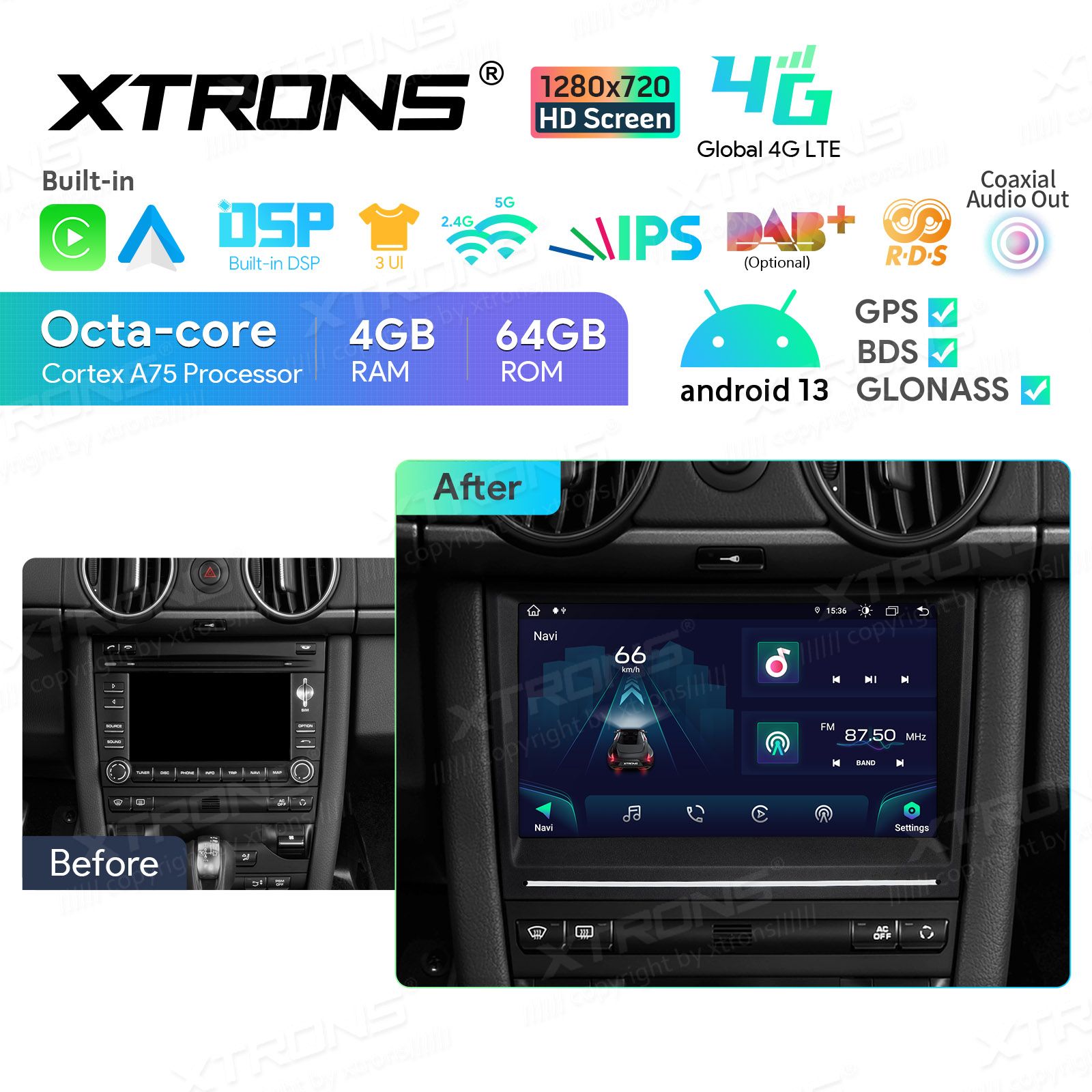 Porsche 911 | Cayman | Boxter (2005-2012) Android 13  | GPS autoraadio ja multimeedia keskus
