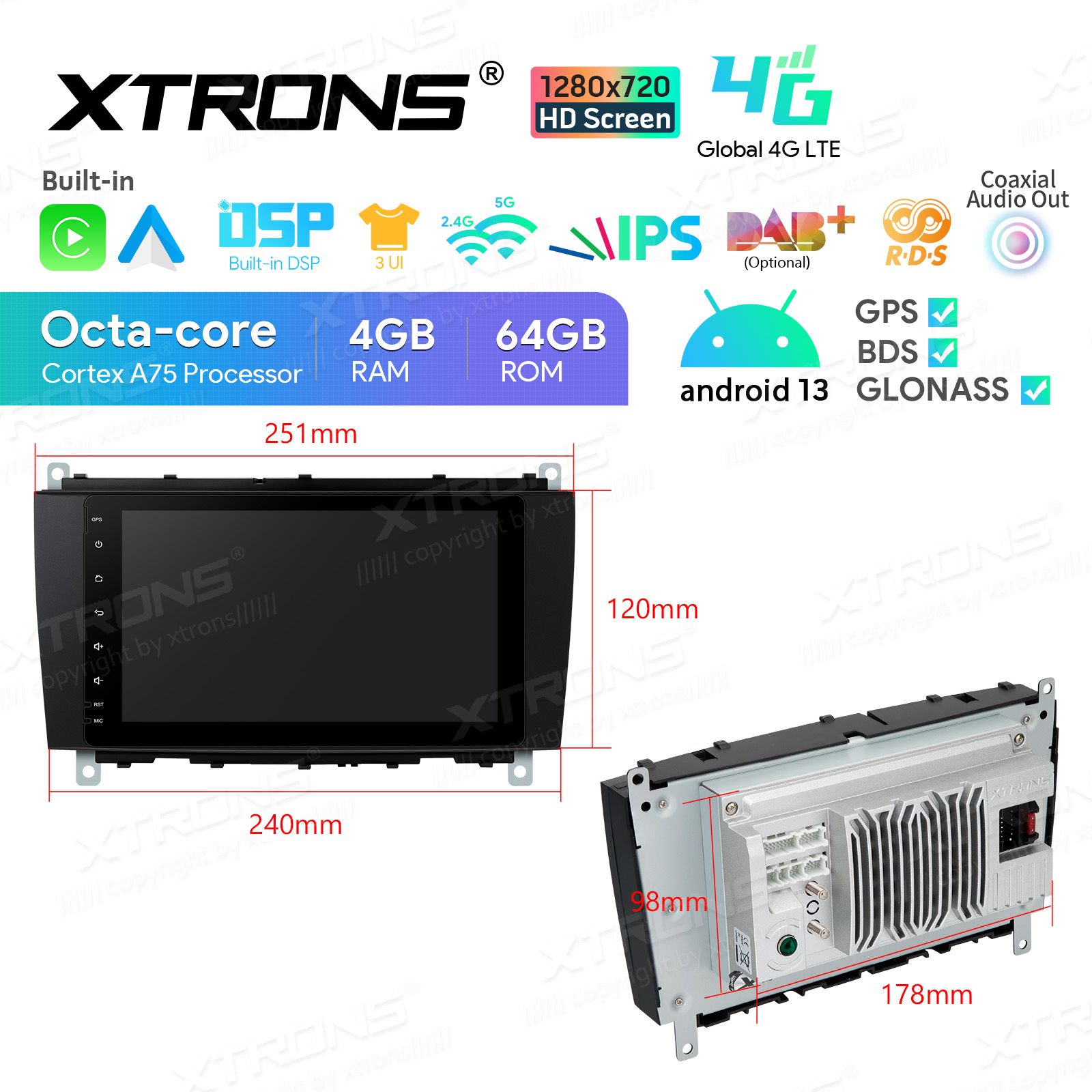 Mercedes-Benz CLK (2005-2006) | C-Class (2004-2007) | G-Class (2005-2008) Android 13  | GPS autoraadio ja multimeedia keskus