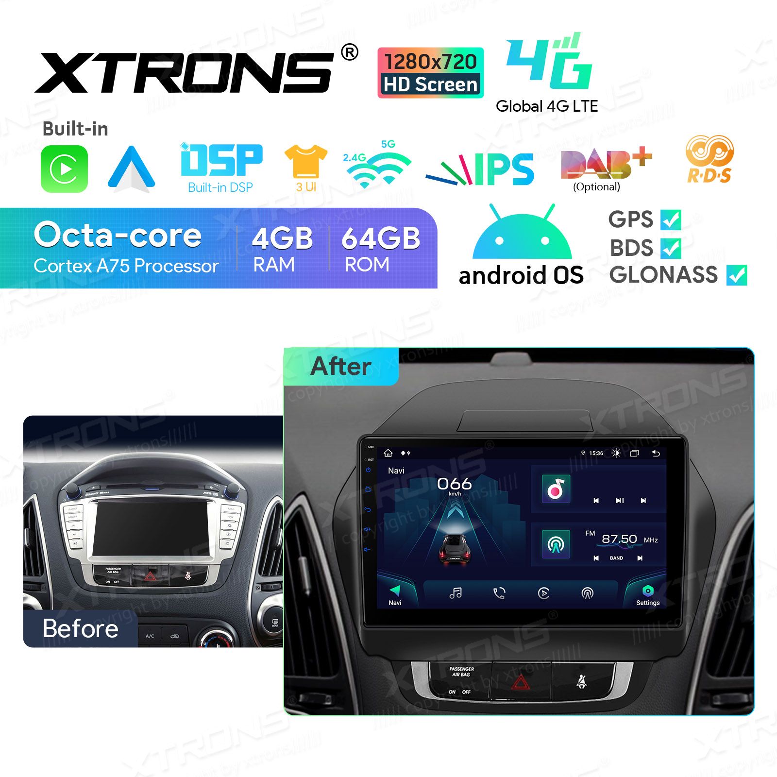 Hyundai IX35 | Tucson II (2009-2015) Android 13  | GPS autoraadio ja multimeedia keskus
