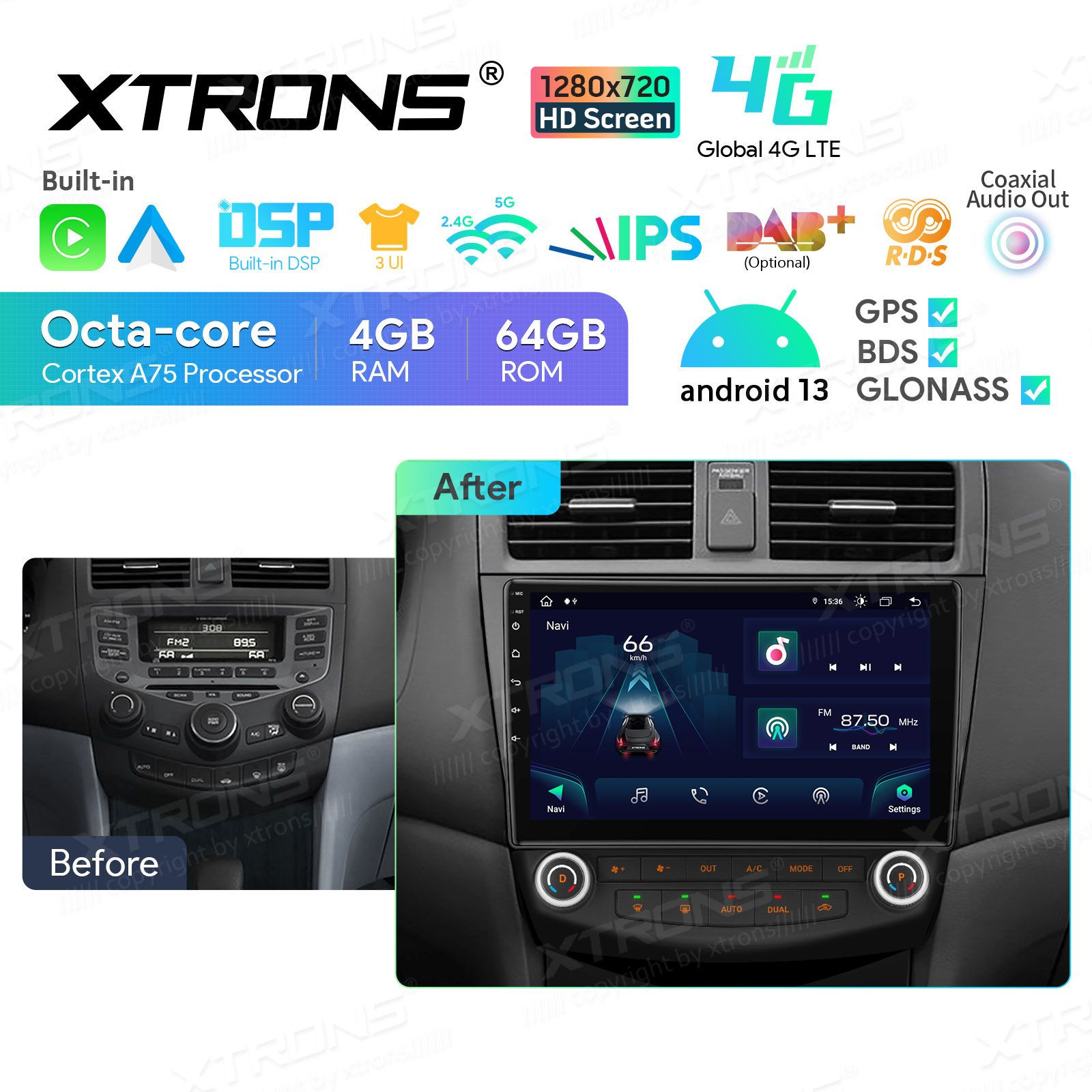 Honda Accord (2002-2008) Android 13  | GPS autoraadio ja multimeedia keskus