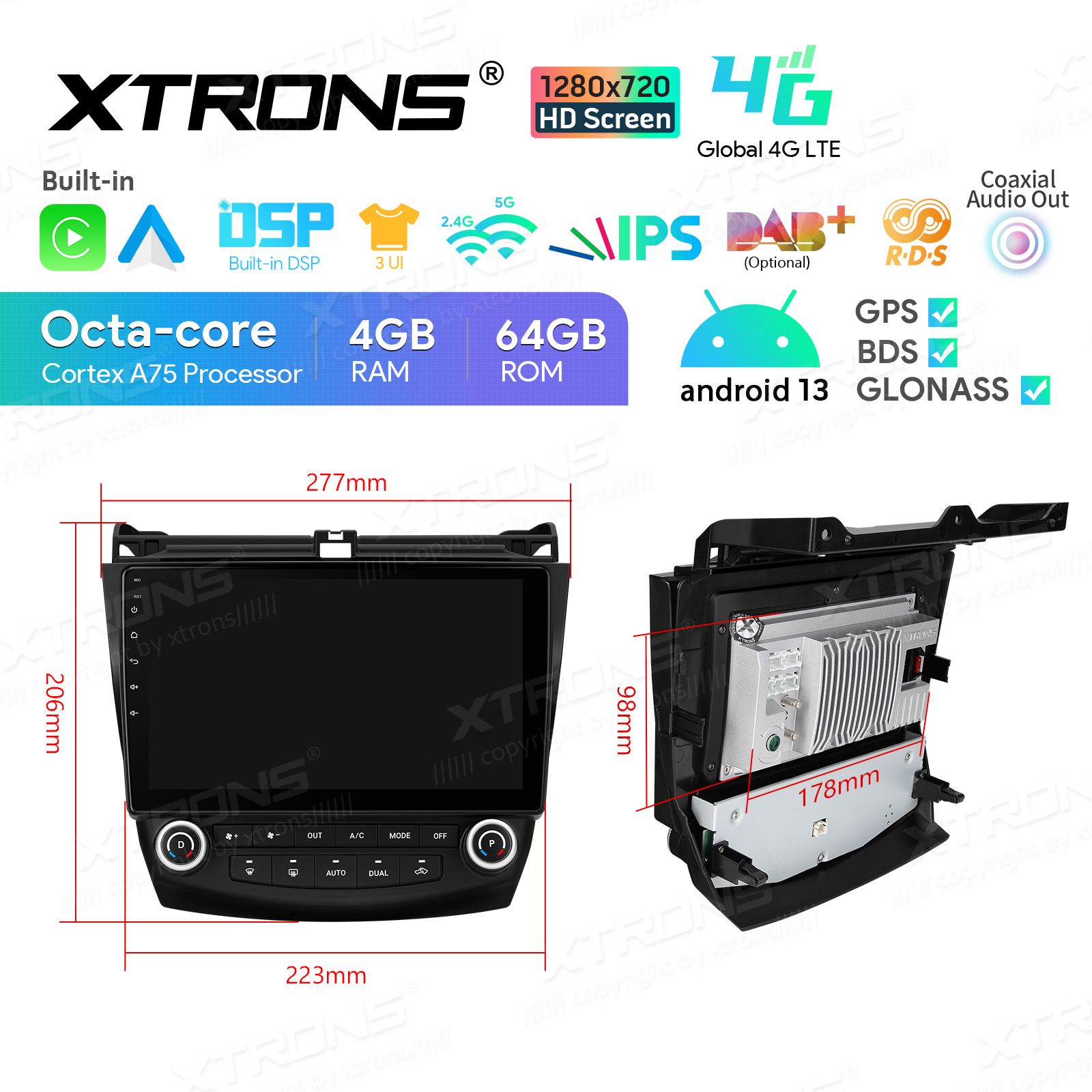 Honda Accord (2002-2008) Android 13  | GPS autoraadio ja multimeedia keskus