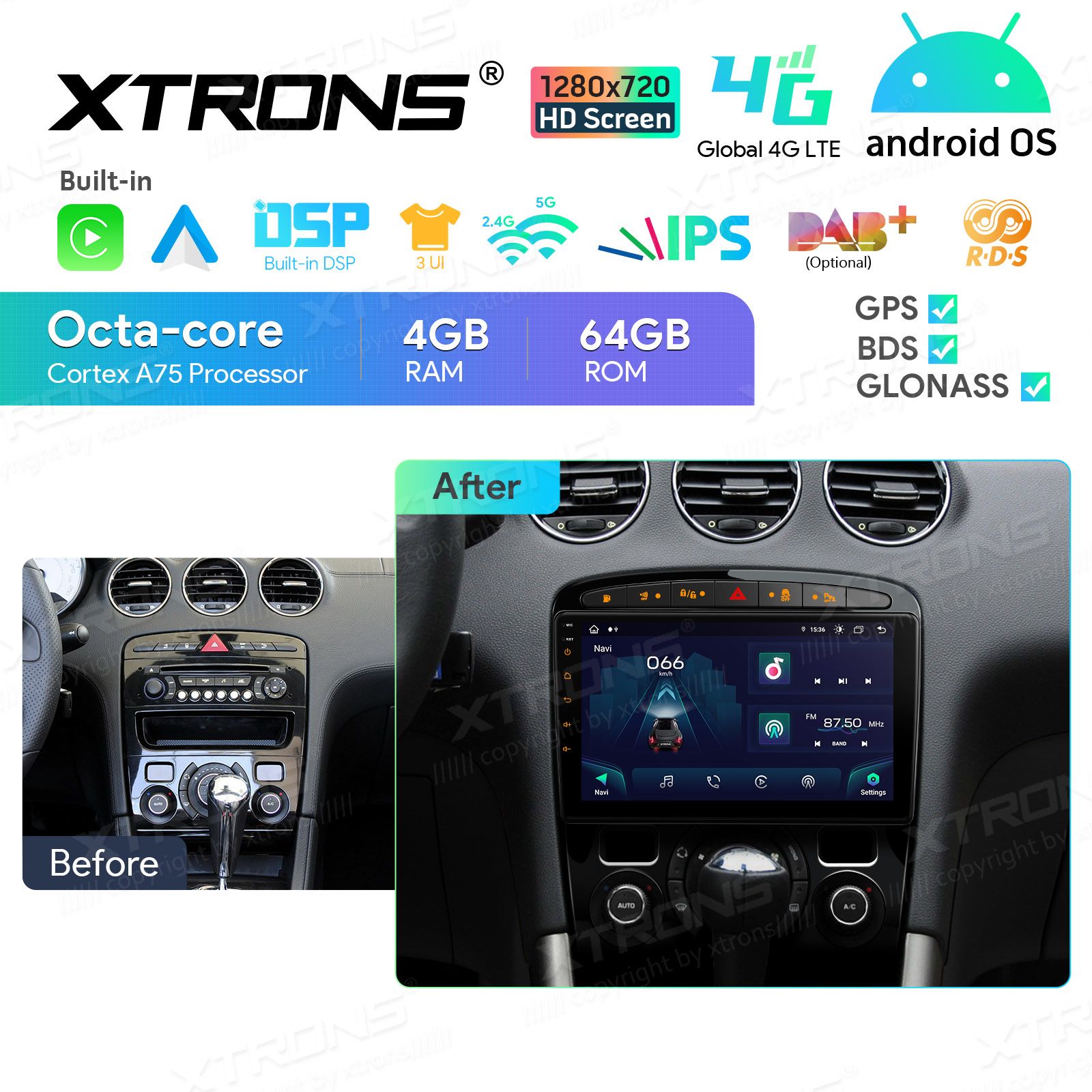 Peugeot 308 (2007-2013) | 408 (2011-2013) | RCZ (2010-2015) Android 13  | GPS autoraadio ja multimeedia keskus