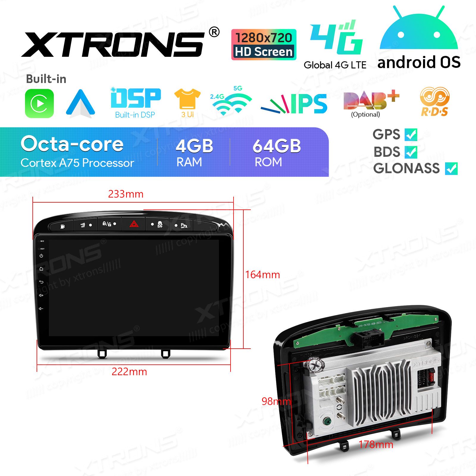 Peugeot 308 (2007-2013) | 408 (2011-2013) | RCZ (2010-2015) Android 13  | GPS autoraadio ja multimeedia keskus