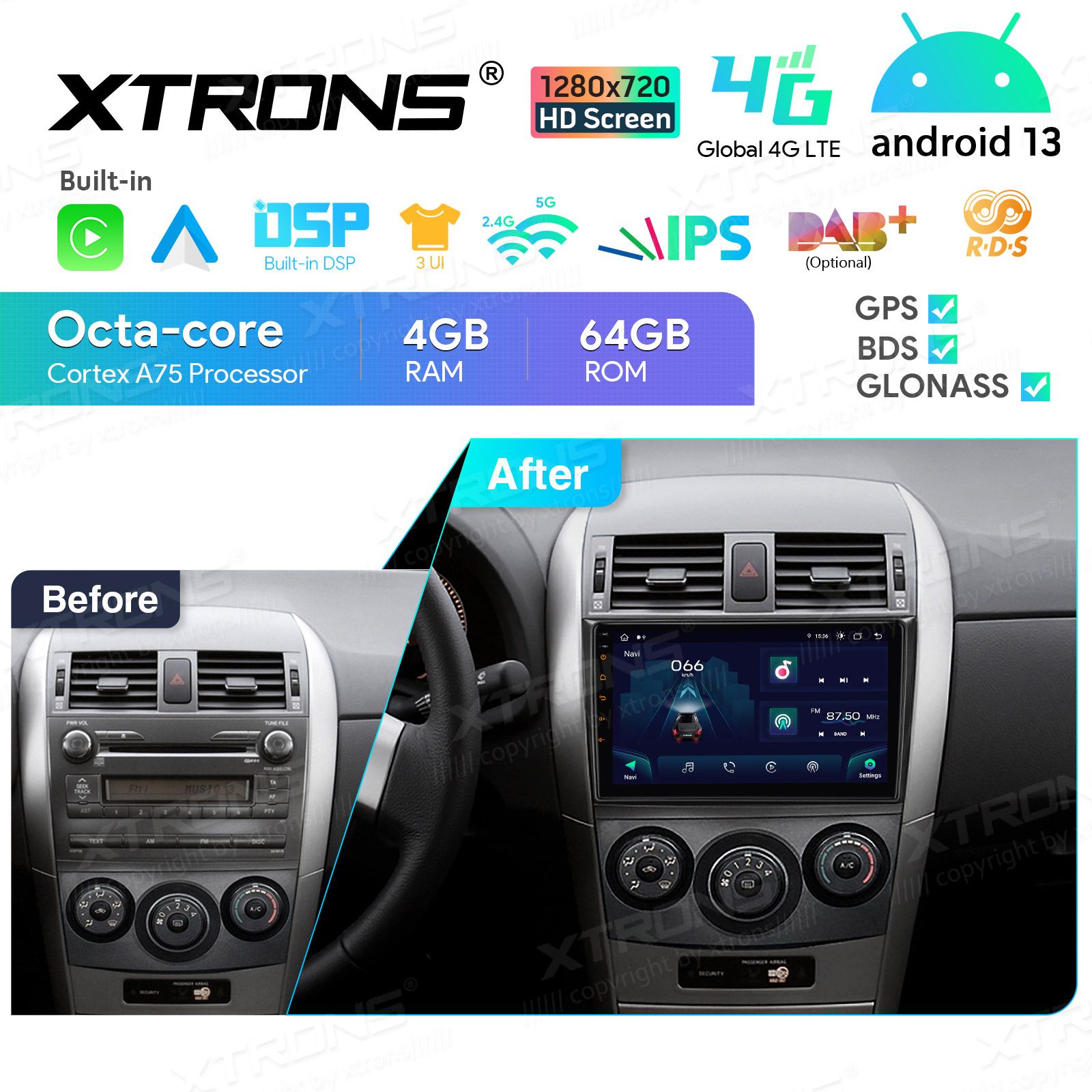 TOYOTA COROLLA (2004-2007) Android 13  | GPS autoraadio ja multimeedia keskus