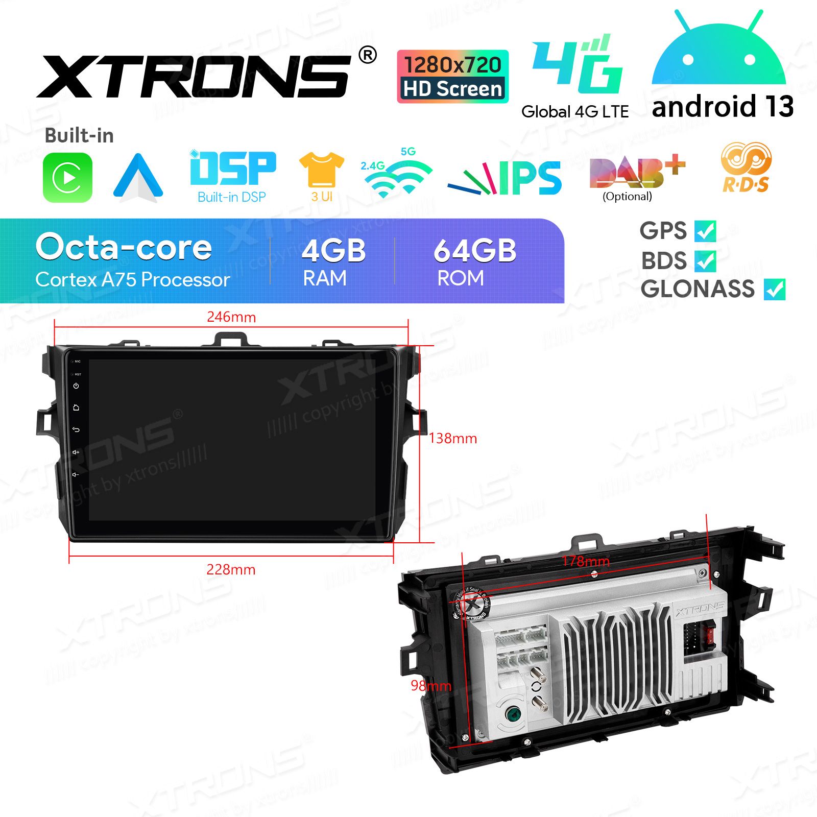 TOYOTA COROLLA (2004-2007) Android 13  | GPS autoraadio ja multimeedia keskus