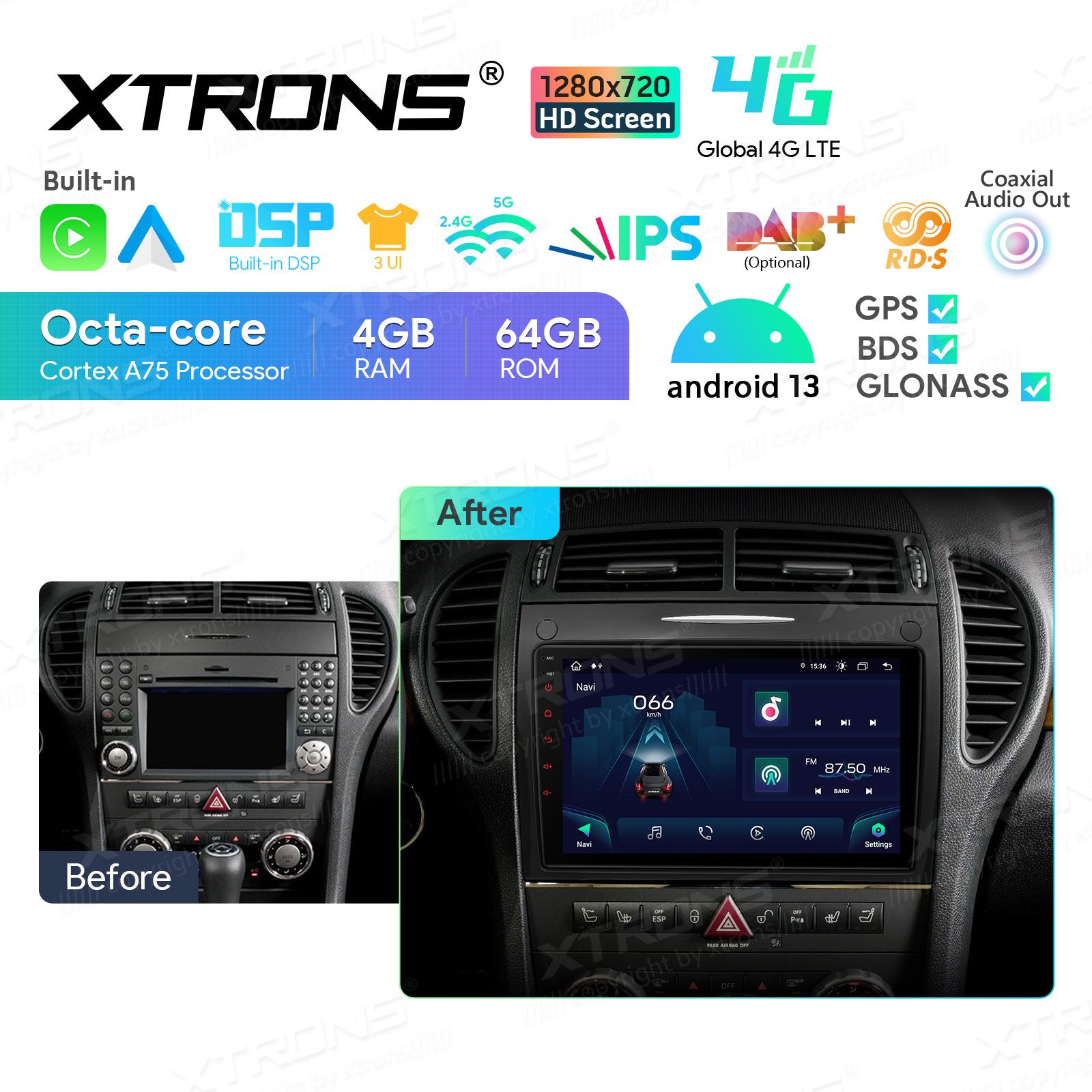 Mercedes-Benz SLK R171 (2004-2011) Android 13  | GPS autoraadio ja multimeedia keskus
