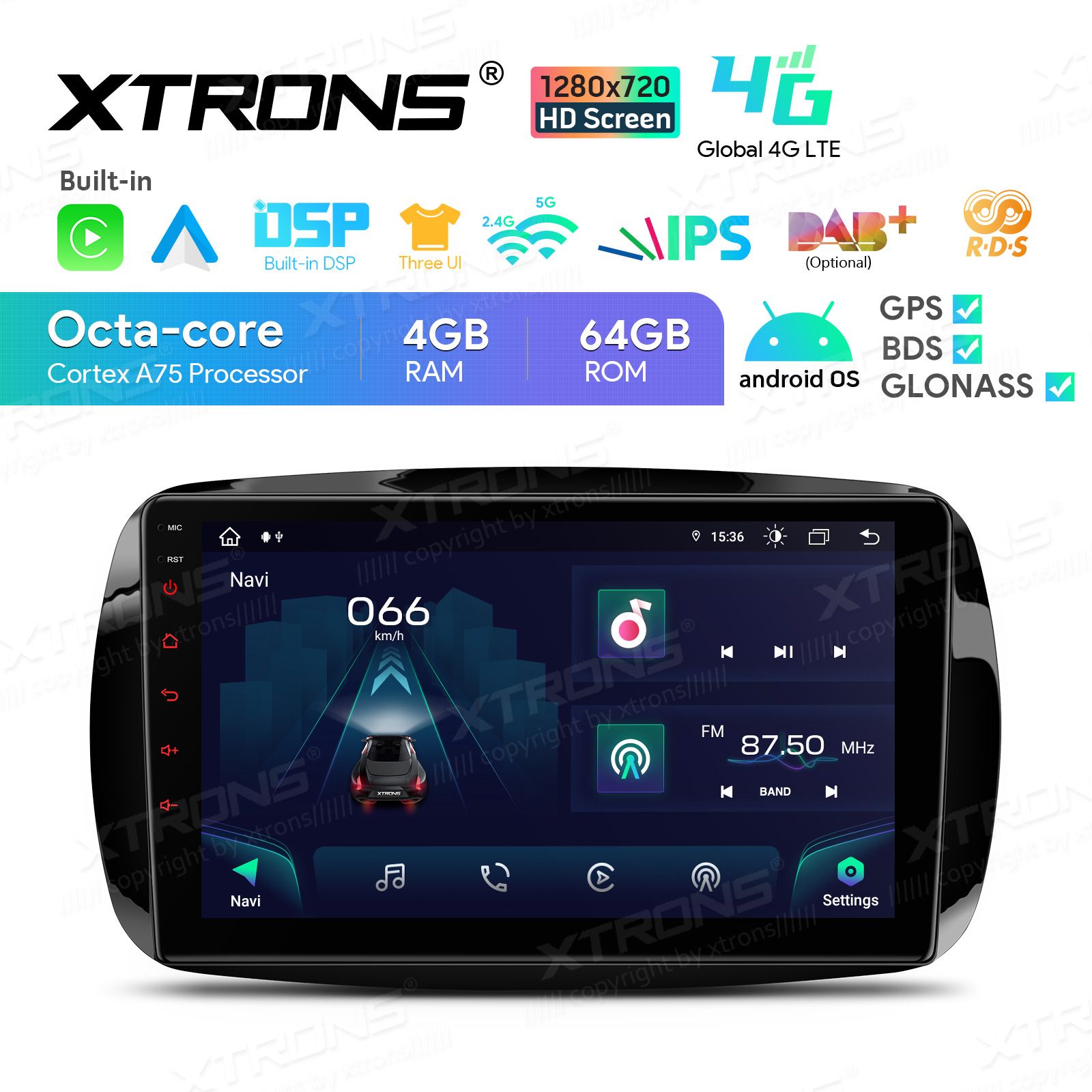 Smart Fortwo (2015-2018) Android 13 | auto GPS radio ja multimedia näyttösoitin