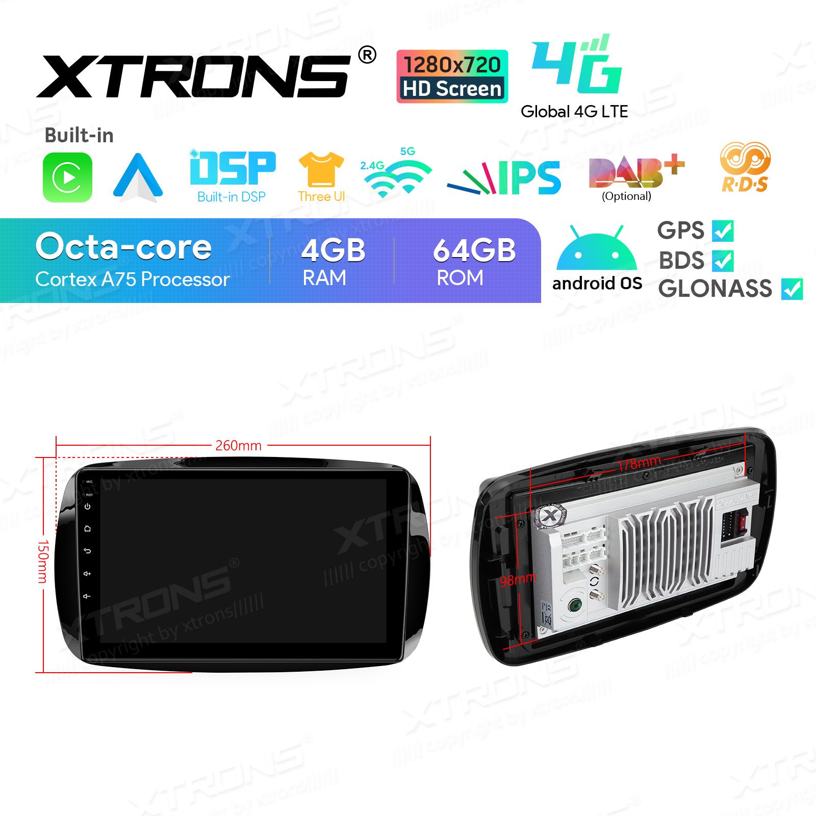 Smart Fortwo (2015-2018) Android 13  | GPS autoraadio ja multimeedia keskus