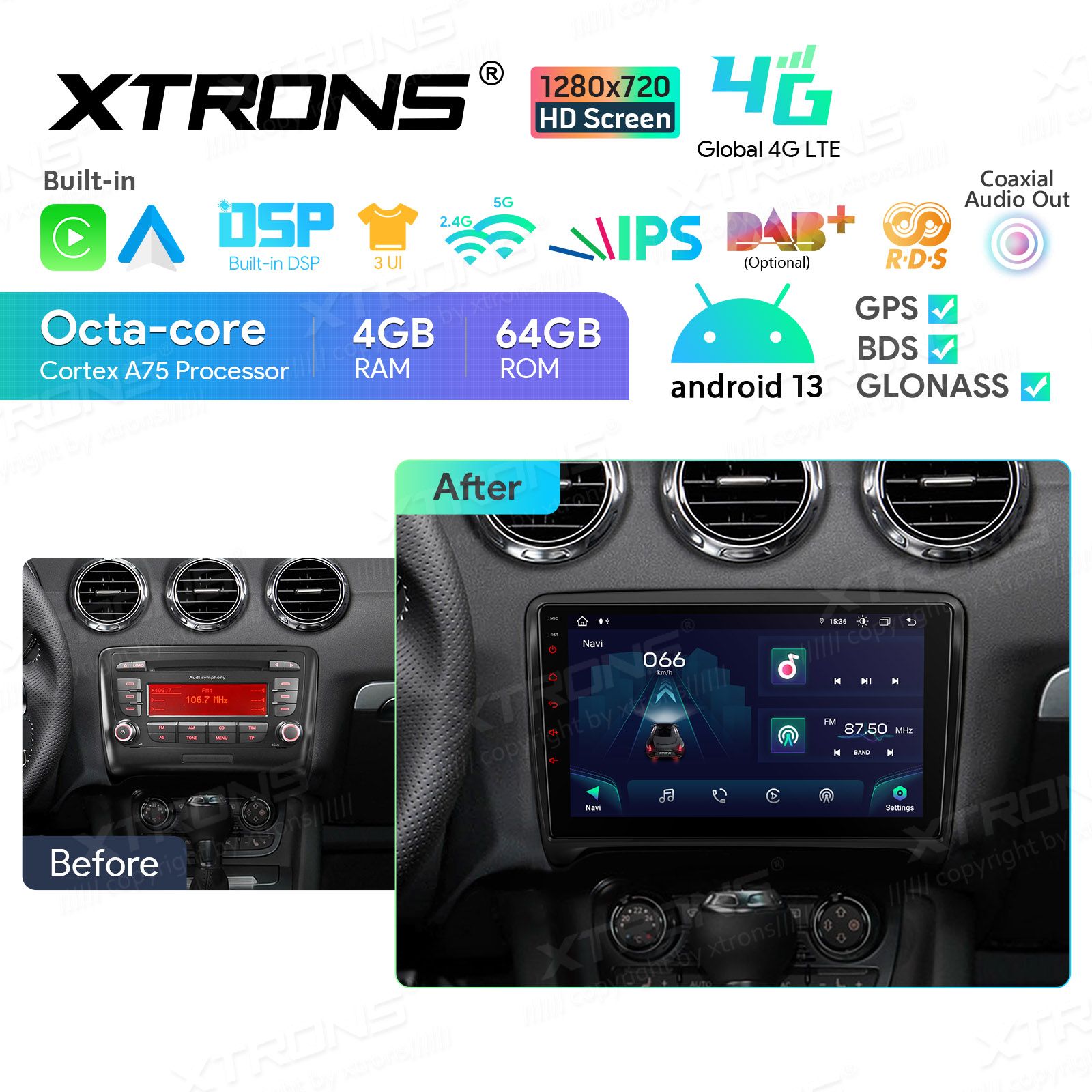Audi TT (2006-2012) Android 13  | GPS autoraadio ja multimeedia keskus