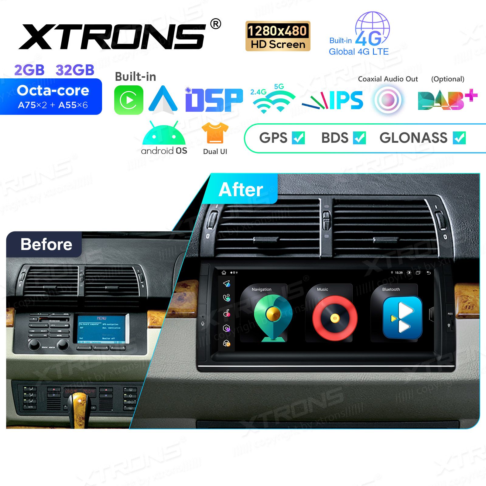 BMW X5 E53 (1999-2006) Android 12  | GPS autoraadio ja multimeedia keskus